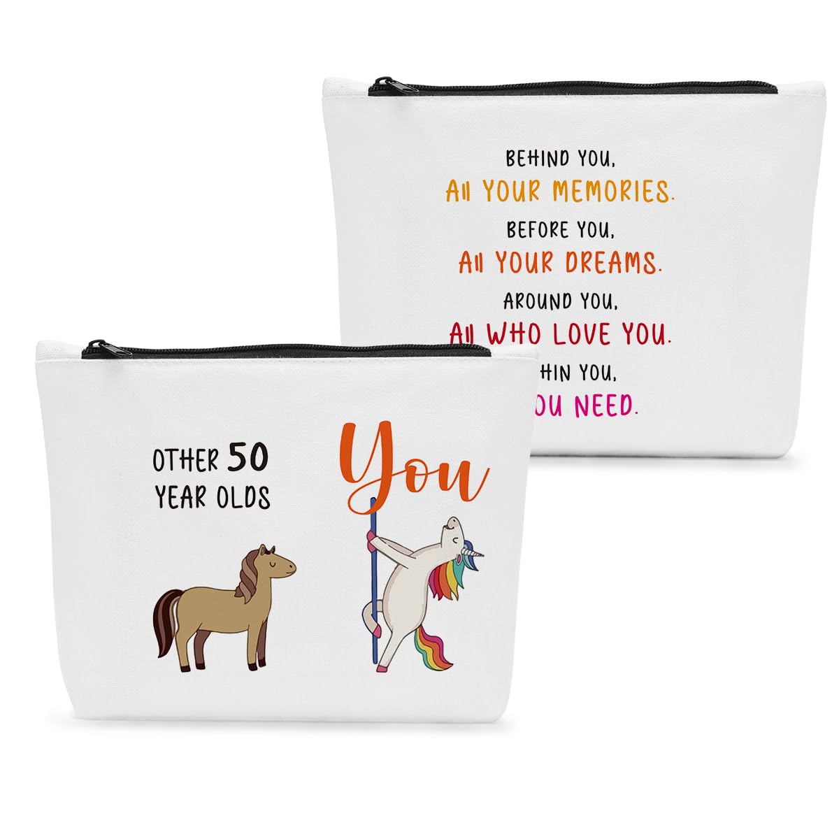 50th Birthday Gifts for Women - Unicorn Themed Makeup Bag & Cosmetic Pouch | Perfect 50 Year Old Birthday Present, Anniversary Gift & Party Decoration | Great for Travel, Daily Use & Special Occasions