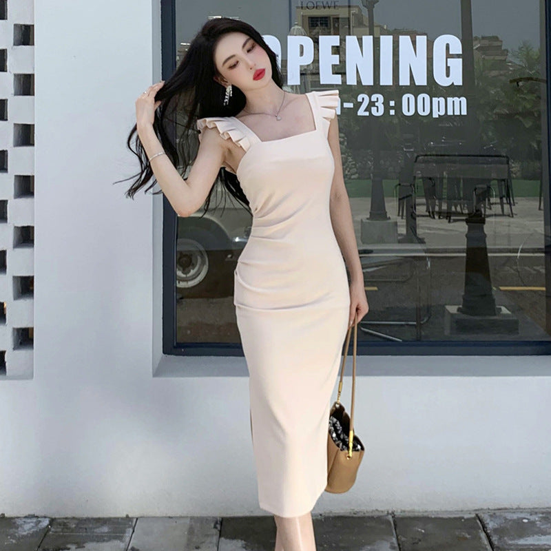Elegant French Sheath Dress for Women - Summer Sexy Spaghetti Strap Midi Skirt - Perfect for Date Night, Beach Vacation & Cocktail Parties