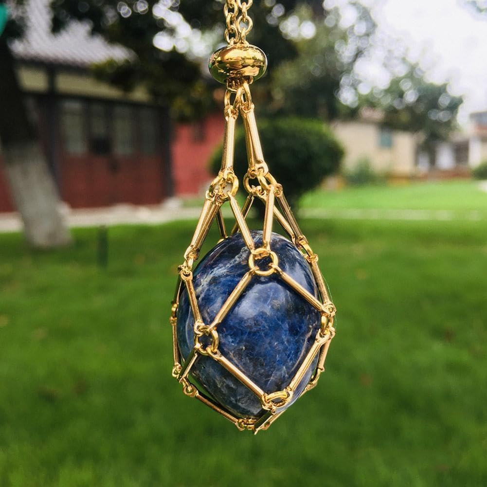 Handmade Adjustable Crystal Stone Holder Necklace for Women - Interchangeable Cage Pendant with Natural Gemstones | Perfect for Everyday Wear, Gifts & Spiritual Healing