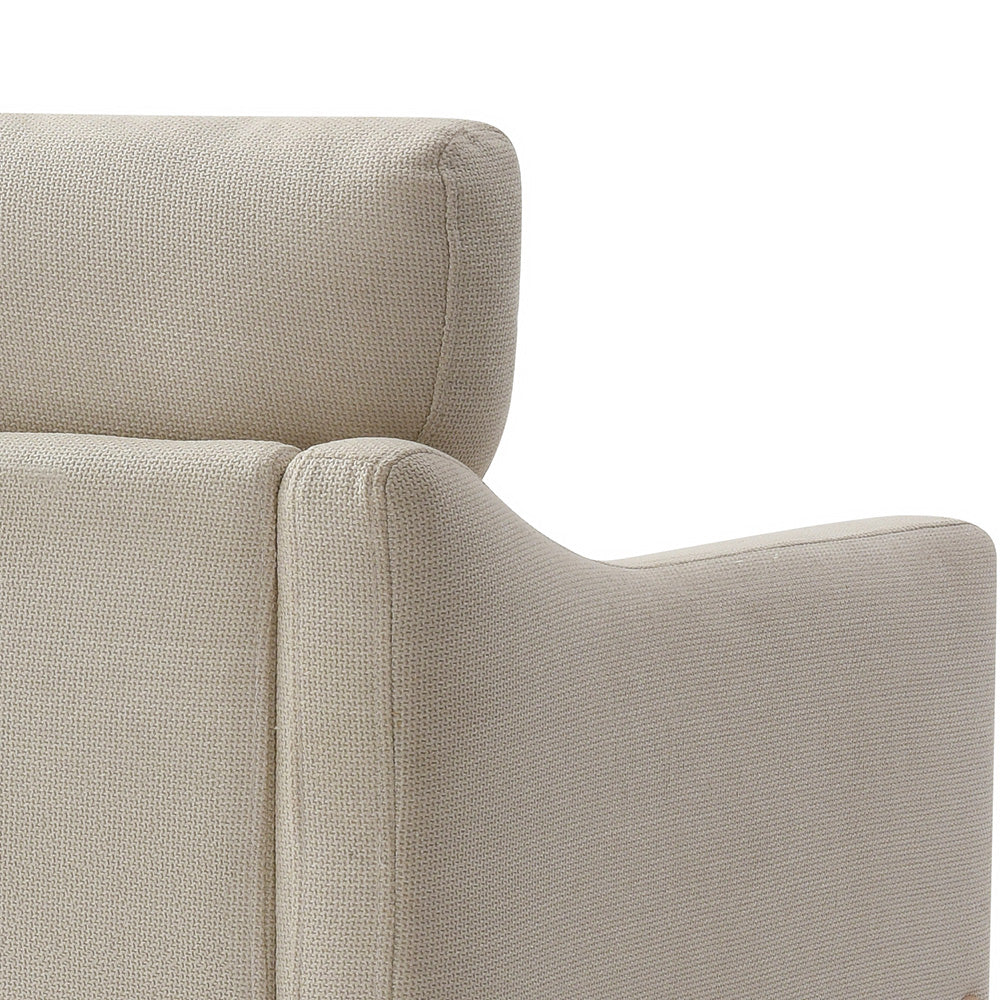 VIENNA 3 Seater Sofa - Modern Beige Fabric Couch with Oak Wood Legs | Comfortable Living Room Furniture for Small Spaces & Apartments