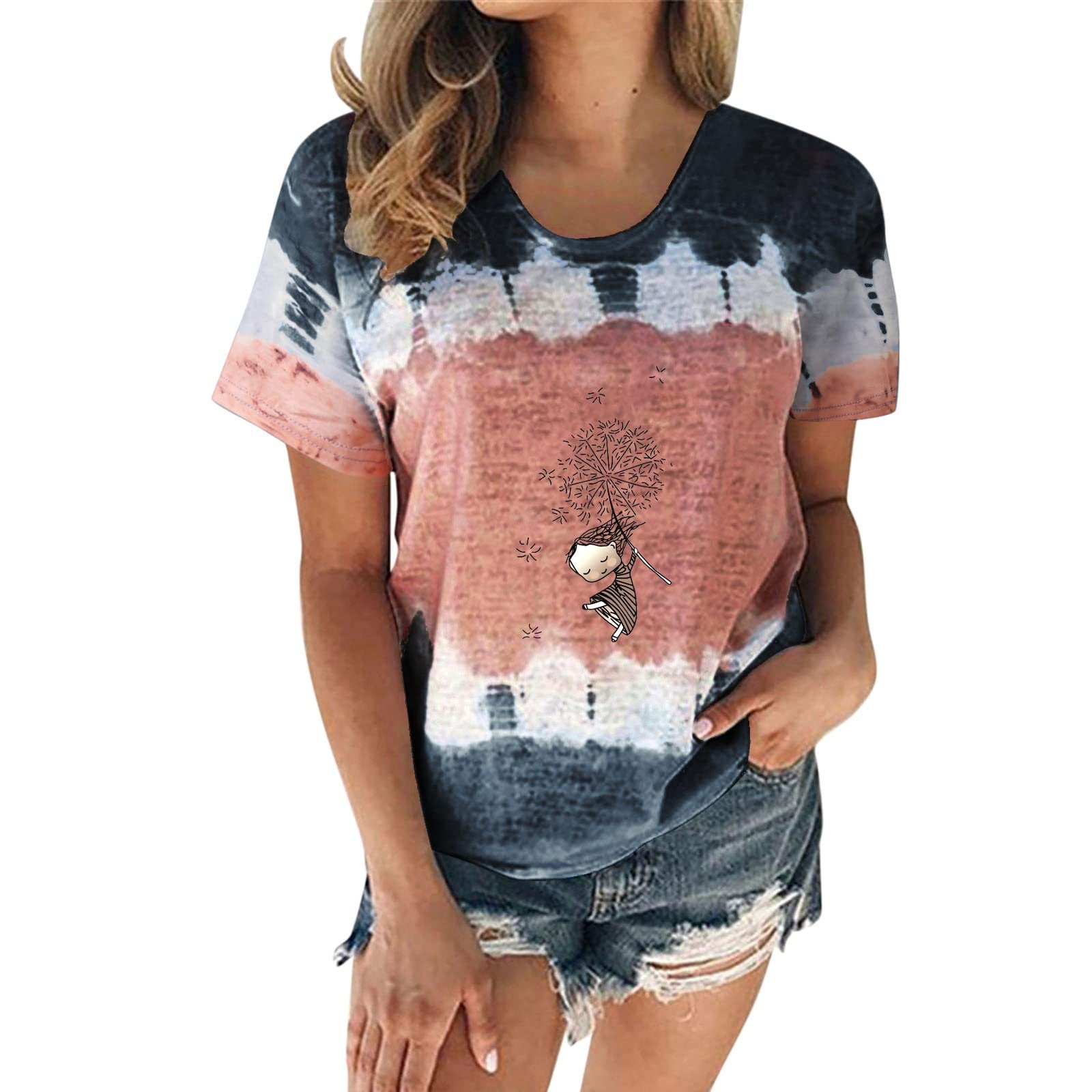 3 Pack Women's Summer Casual V-Neck Rolled Short Sleeve Loose Fit T-Shirts - Breathable Comfort for Everyday Wear, Outings & Vacation