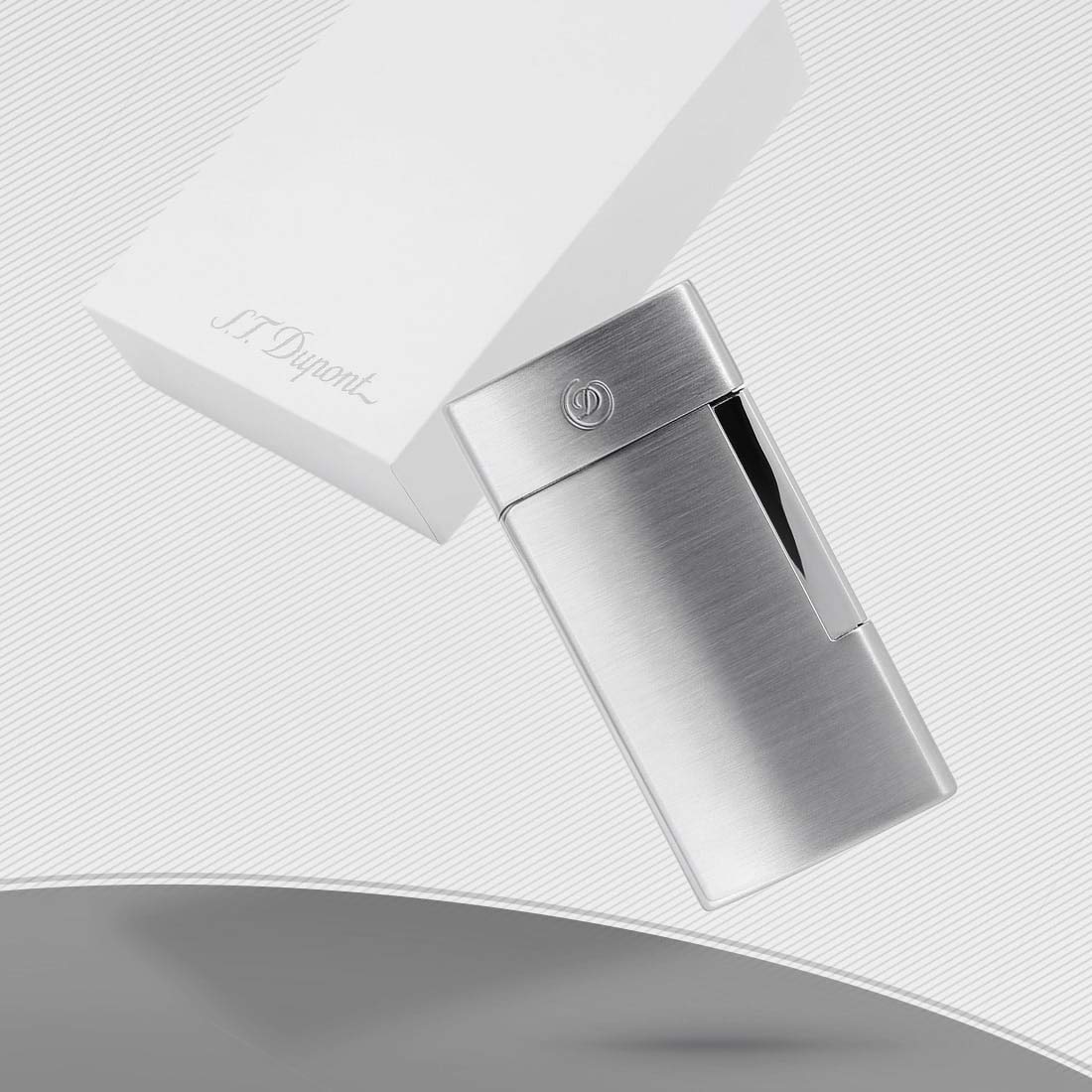 ST Dupont E-Slim Premium Butane Lighter in Brushed Chrome Finish - Perfect for Cigars, Cigarettes & Luxury Gifting