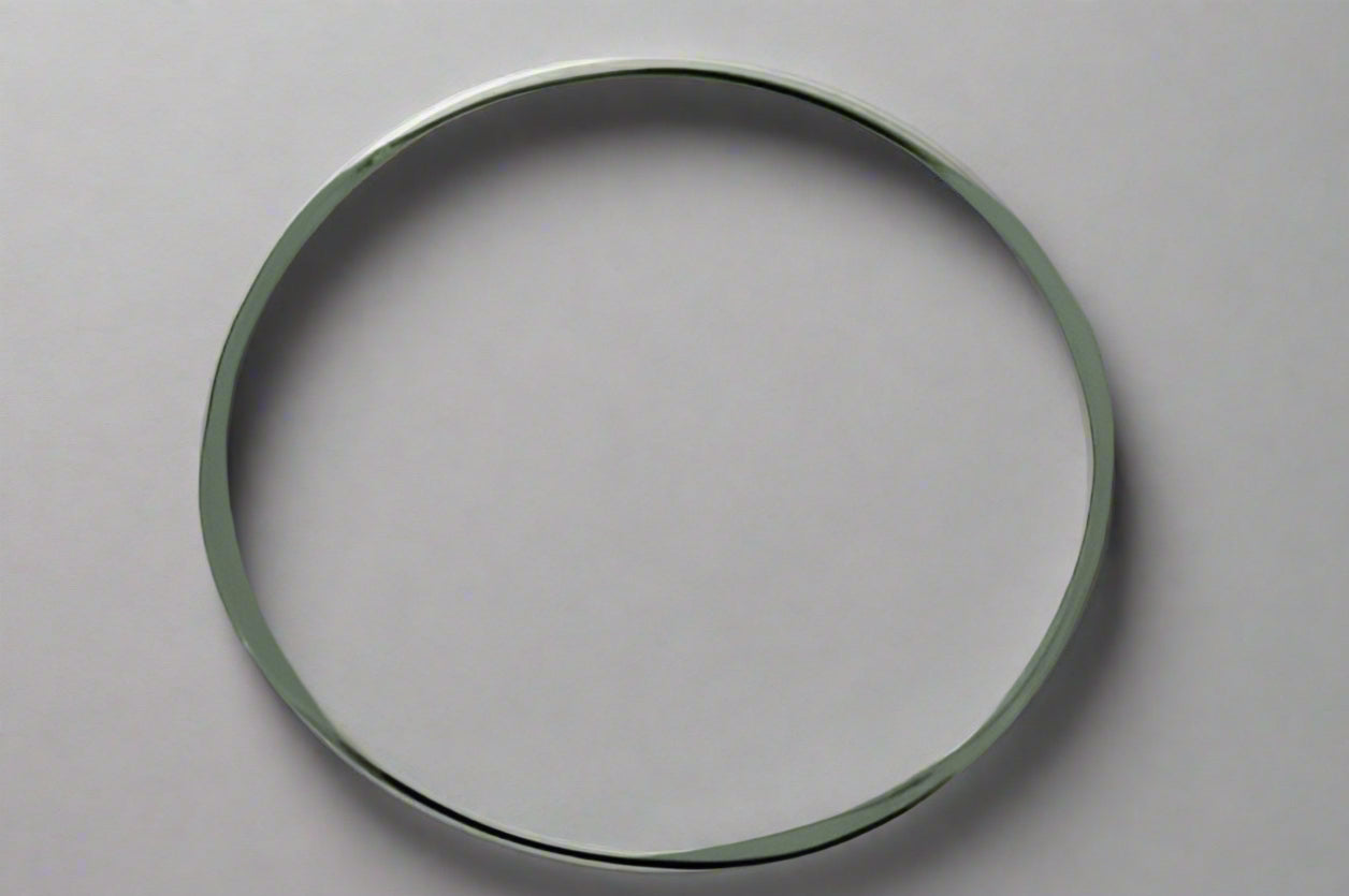 Elegant Narrow Flattened Bangle Bracelet - Sterling Silver Circle Design for Women | Perfect for Everyday Wear, Special Occasions & Gifts