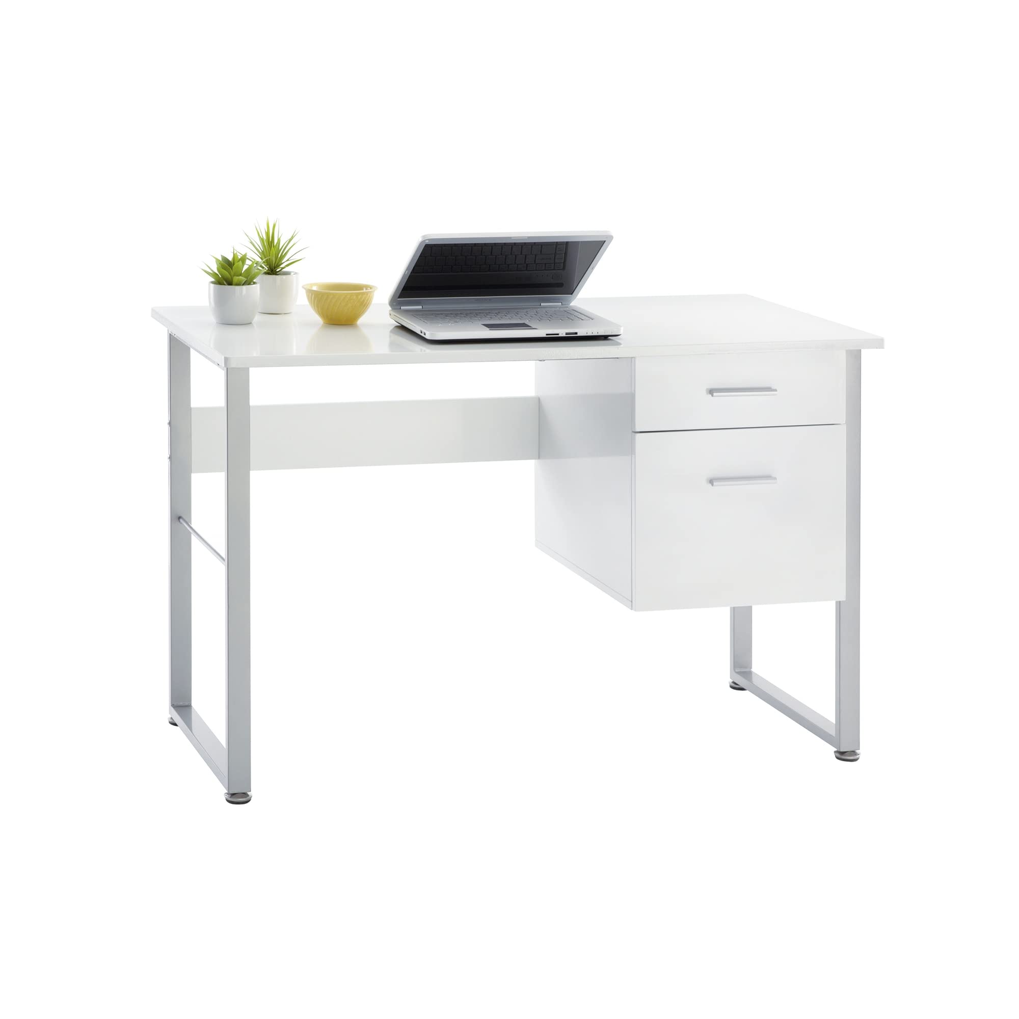 Realspace® Halton 48-Inch Wide White Computer Desk for Home Office, Gaming & Study - Modern Workstation with Durable Surface & Spacious Design