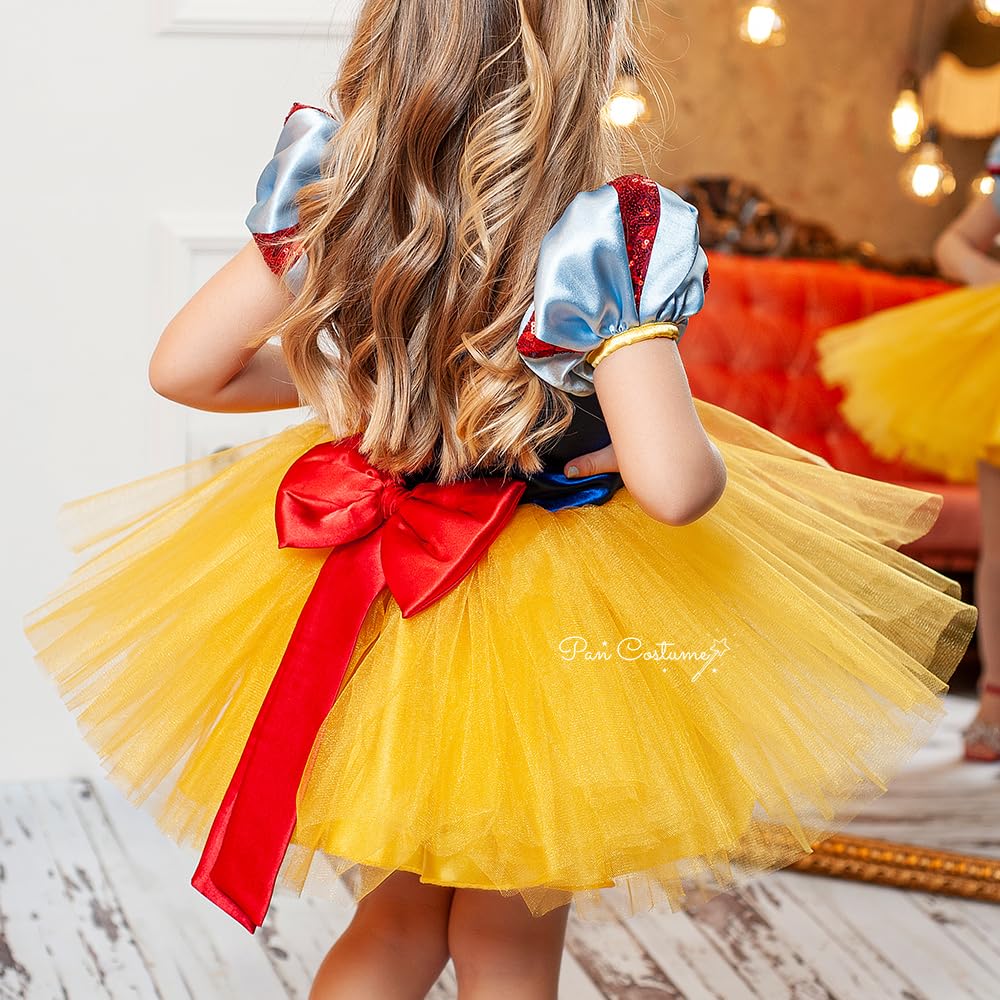Snow White Baby Costume for Girls | Disney Princess Birthday Dress & Party Gown with Tutu Skirt | Toddler Dress 1T US Size | Perfect for Halloween, Birthday Parties & Photo Shoots