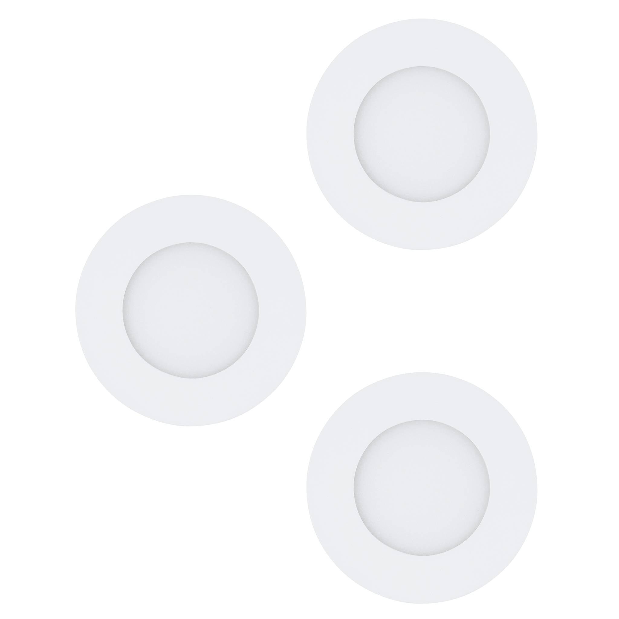 Eglo Fueva 3-Pack White LED Recessed Downlights - Energy Efficient Ceiling Lights for Living Room, Kitchen & Bedroom Lighting