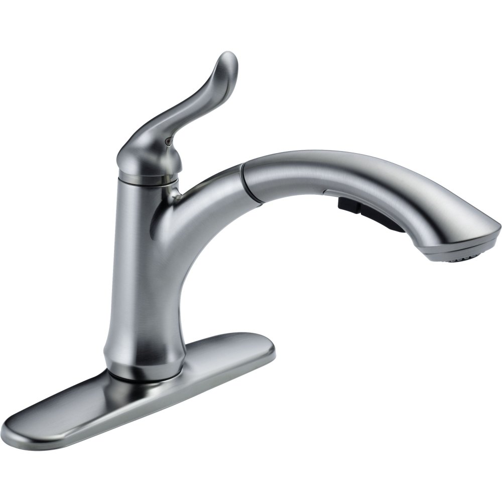 Delta 4353-AR-DST Linden Pull-Out Kitchen Faucet, 1 cm, Arctic Stainless Finish - Perfect for Modern Farmhouse & Commercial Kitchens