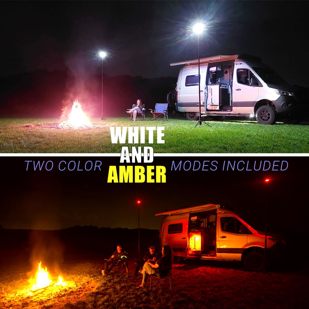 FLi Overlander 10' Telescoping Light with Amber Mode - Portable Camping Light for Outdoor Adventures, Hiking, and Emergency Use