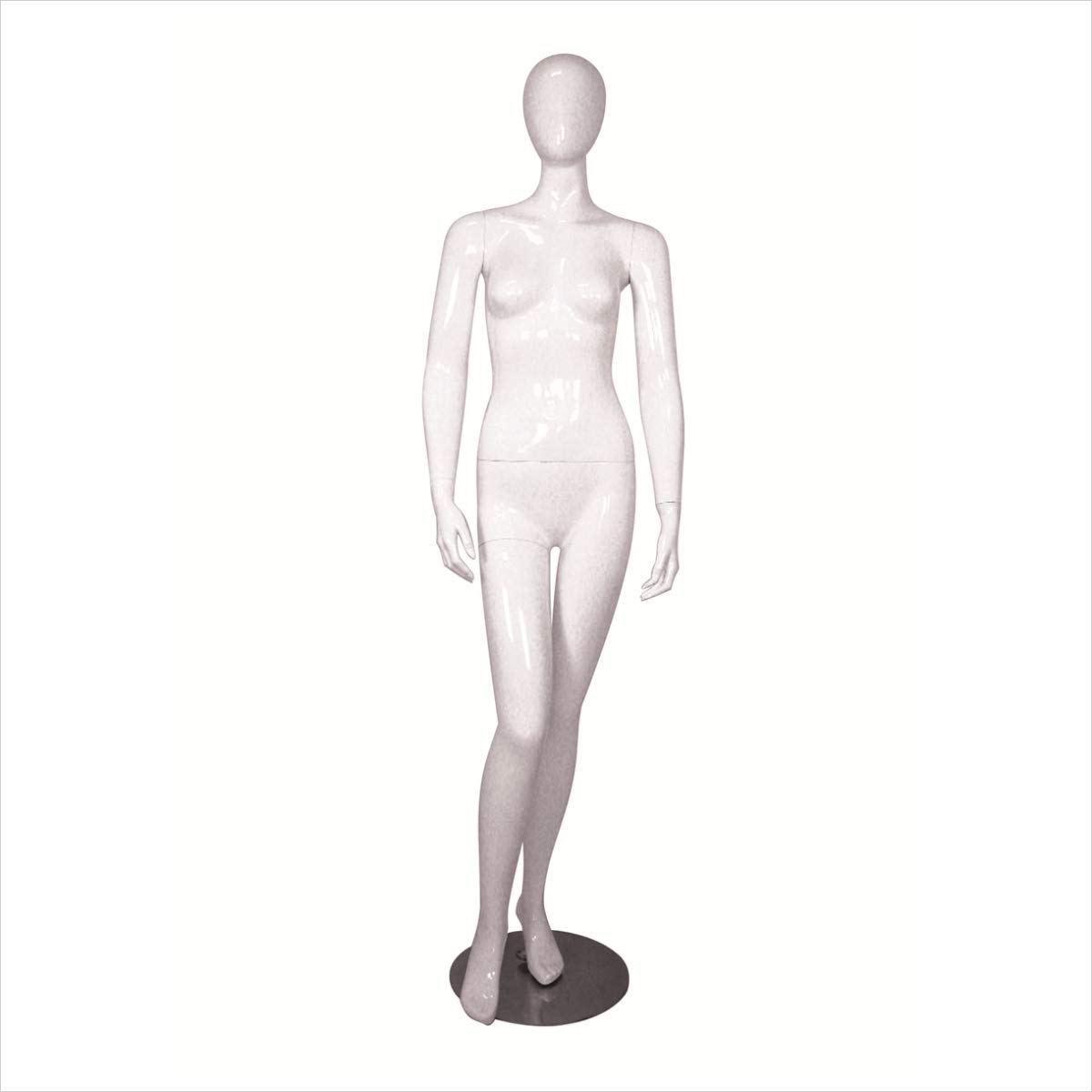 MICHELLE-1WHITE Female Mannequin with Hands by Side & Bent Right Knee - White Display Dummy for Clothing Boutique, Fashion Store Window Display and Photography