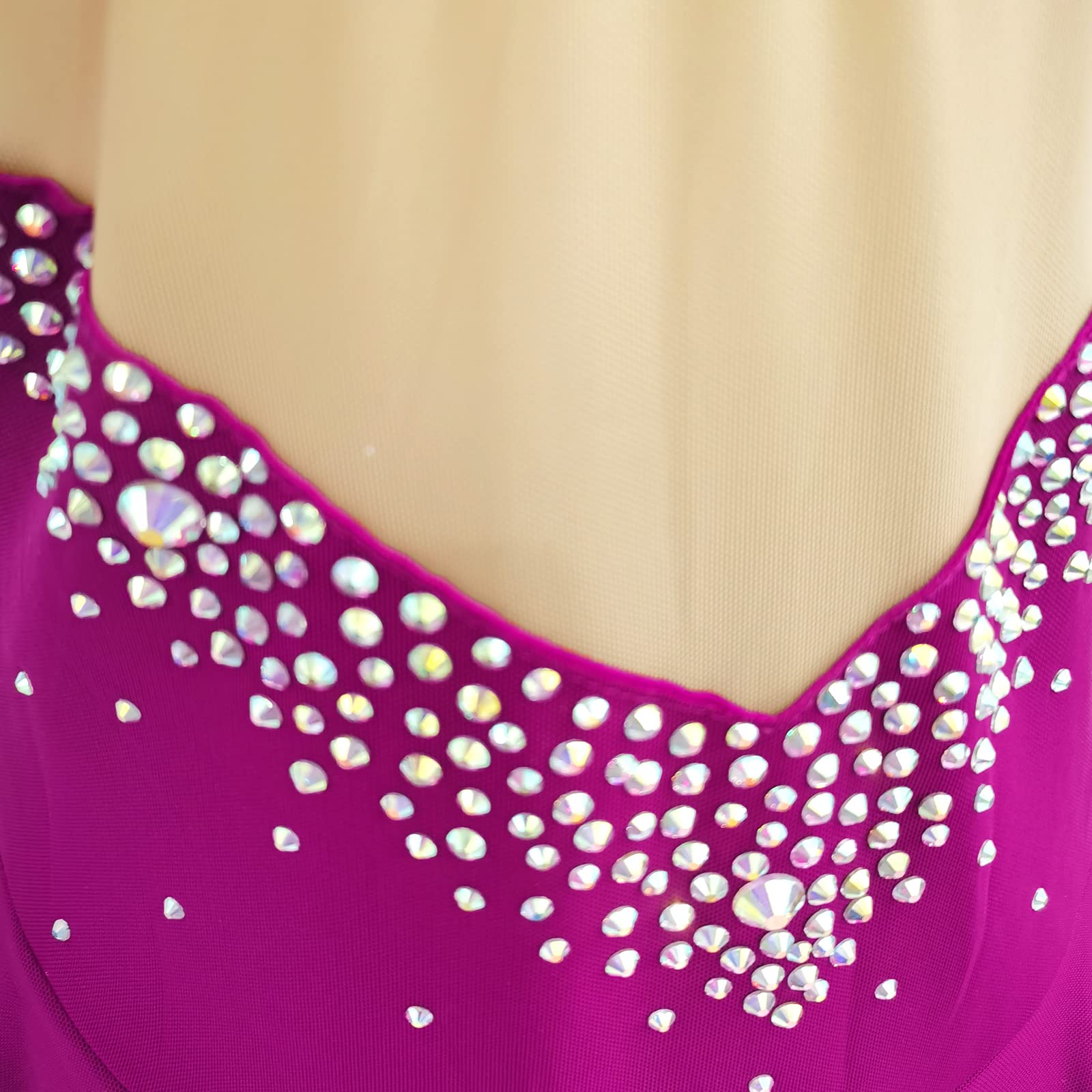 LIUHUO Girls & Women's Ice Skating Dress with Rhinestones - Competition & Dance Costume for Figure Skating, Ballet, Performances & Recitals