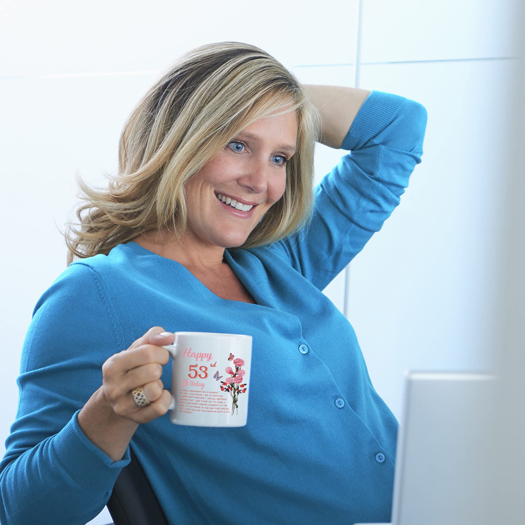 53rd Birthday Gifts for Women - Funny 11oz Coffee Mug for Wife, Mom, Sister, Aunt or Coworker - Perfect Birthday Present for 53 Year Old Women - Great for Coffee, Tea & Office Use