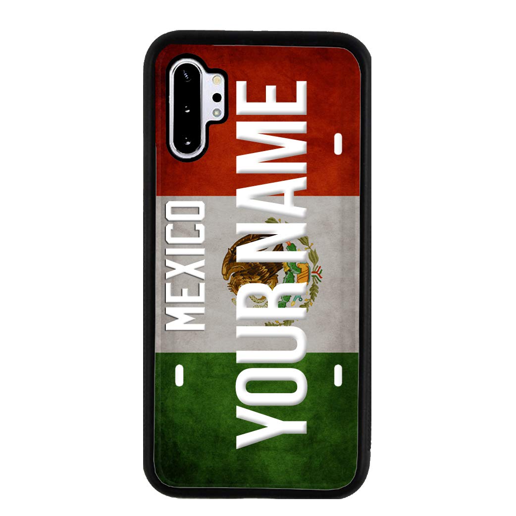 BRGiftShop Personalized Custom Name License Plate Mexico Rubber Phone Case for Samsung Galaxy Note 10 - Durable Protective Cover for Travel & Everyday Use