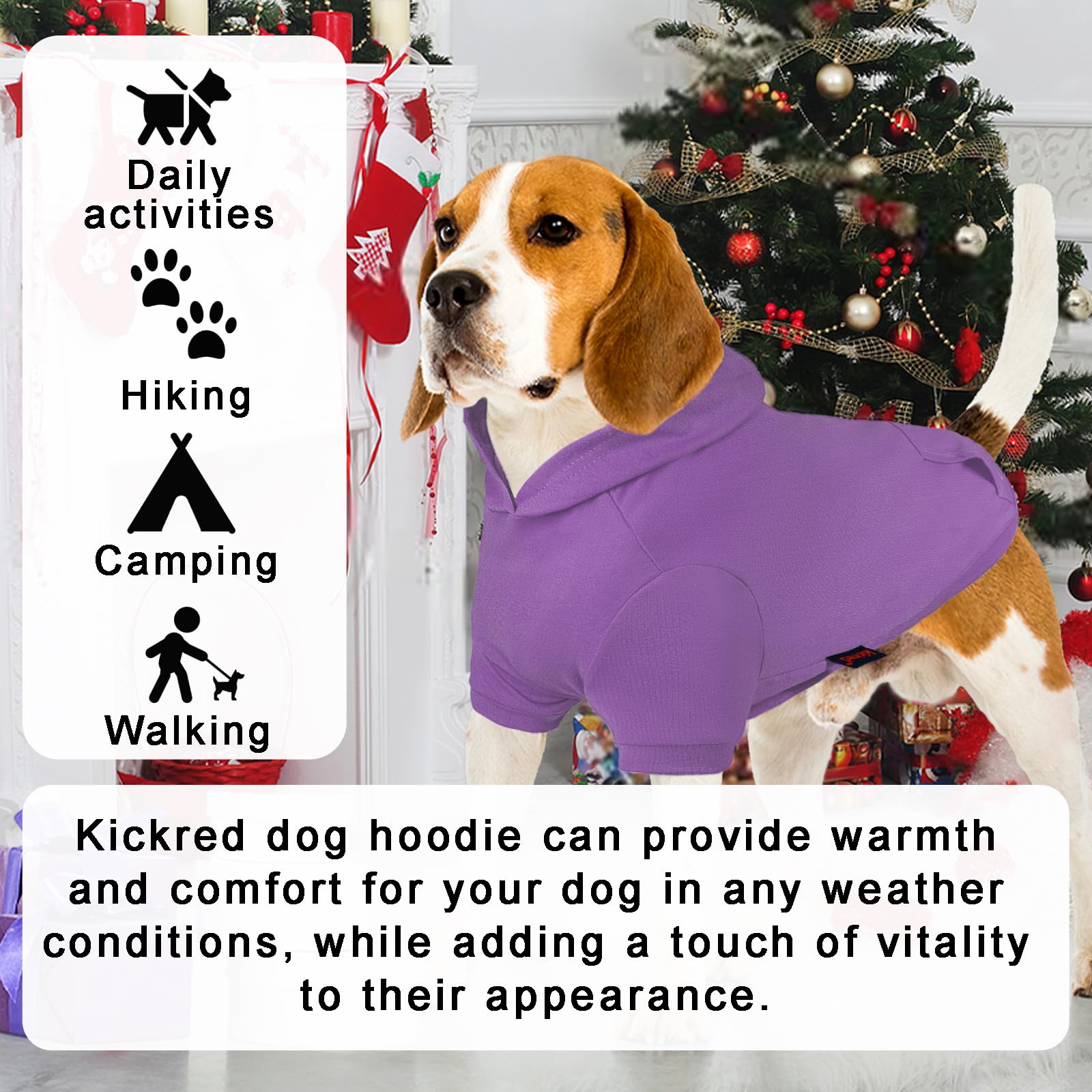 2 Pack Soft Cotton Dog Hoodie Sweater - Cozy Pet Clothes with Pocket & Leash Hole for Small Medium Large Dogs - Dark Grey & Purple Sleeved (Large) - Perfect for Winter Walks & Indoor Comfort