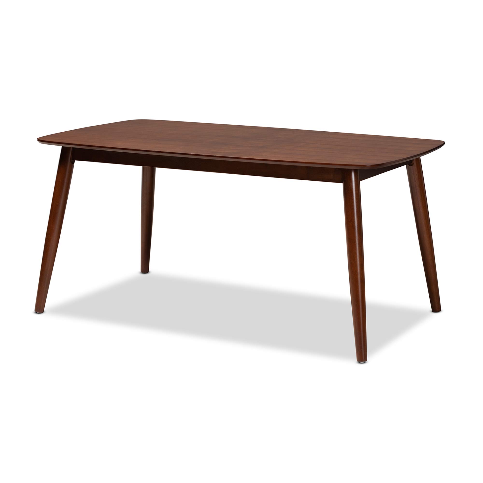 Baxton Studio Modern Walnut Dining Table - 60 Inch Round Wood Kitchen Table for 4-6 People - Perfect for Small Spaces, Apartments, and Family Gatherings