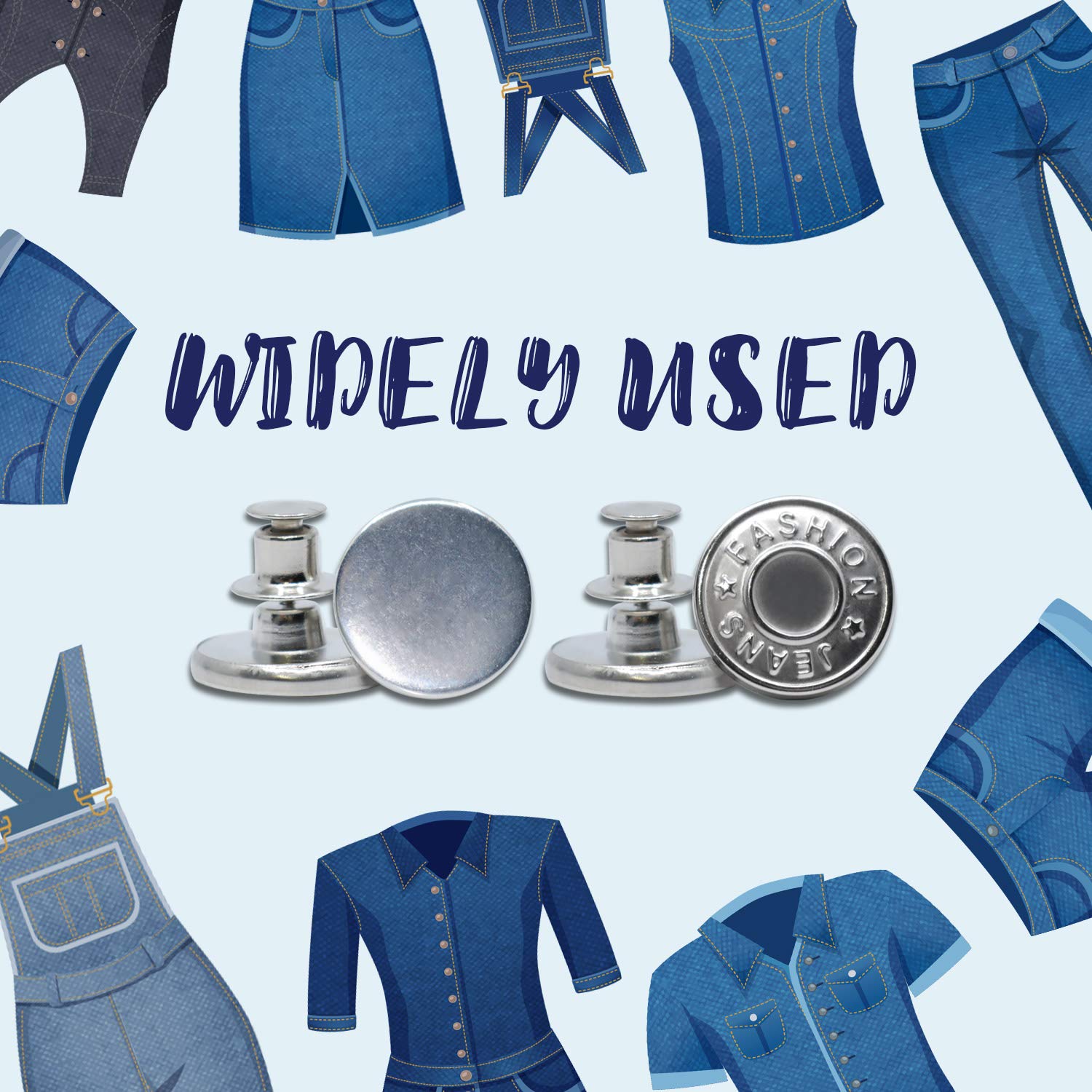 10 Pcs 17mm No Sew Jeans Buttons - Adjustable Metal Replacement Pants Buttons for DIY Crafts & Clothing Repair | Fashionable Button Pins for Jeans, Jackets, Denim & DIY Projects