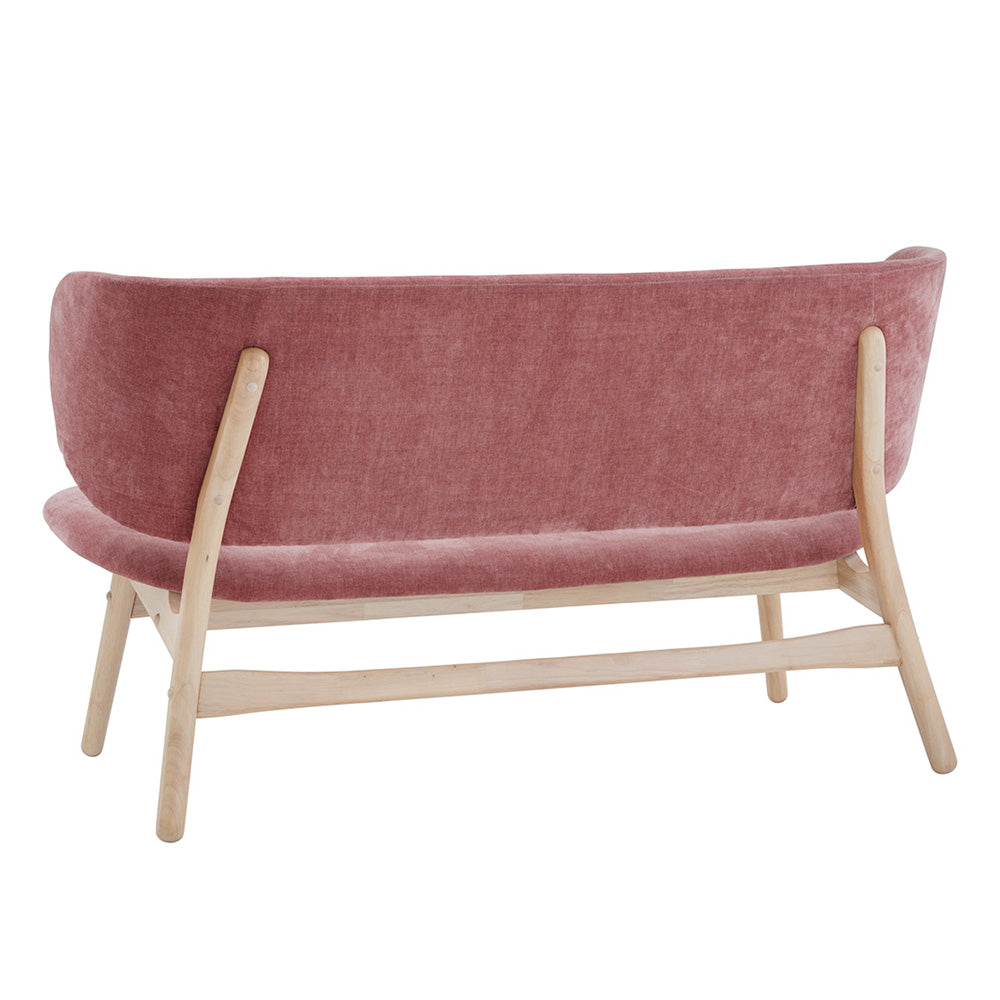POLARA 2 Seater Lounge Chair - Modern Oak Wood Frame with Salmon Fabric - Perfect for Living Room, Patio or Office Relaxation