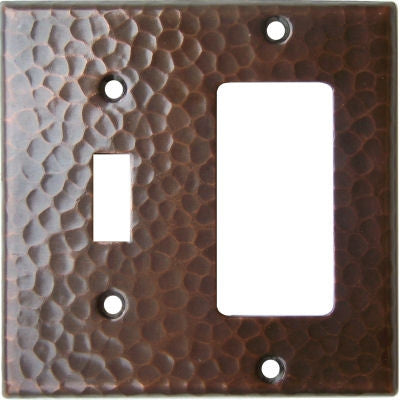 Hammered Copper GFI Toggle Combo Switch Plate Cover - Decorative Outlet Cover for Kitchen, Bathroom, and Living Room - Rustic Home Decor Upgrade
