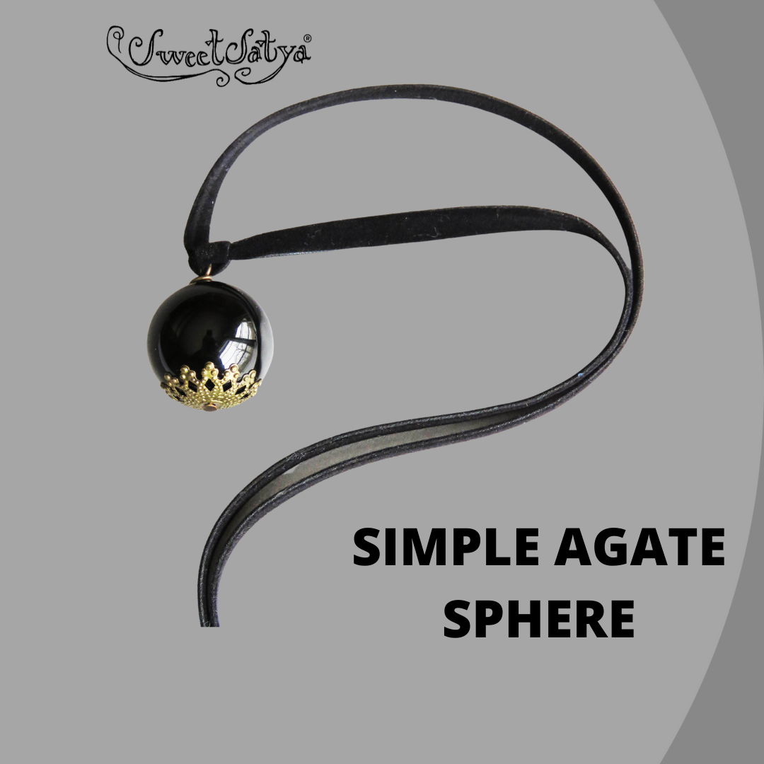 Black Agate Sphere Jewelry – Natural Stone Beaded Necklace & Bracelet Set for Women – Perfect for Meditation, Energy Healing & Boho Fashion