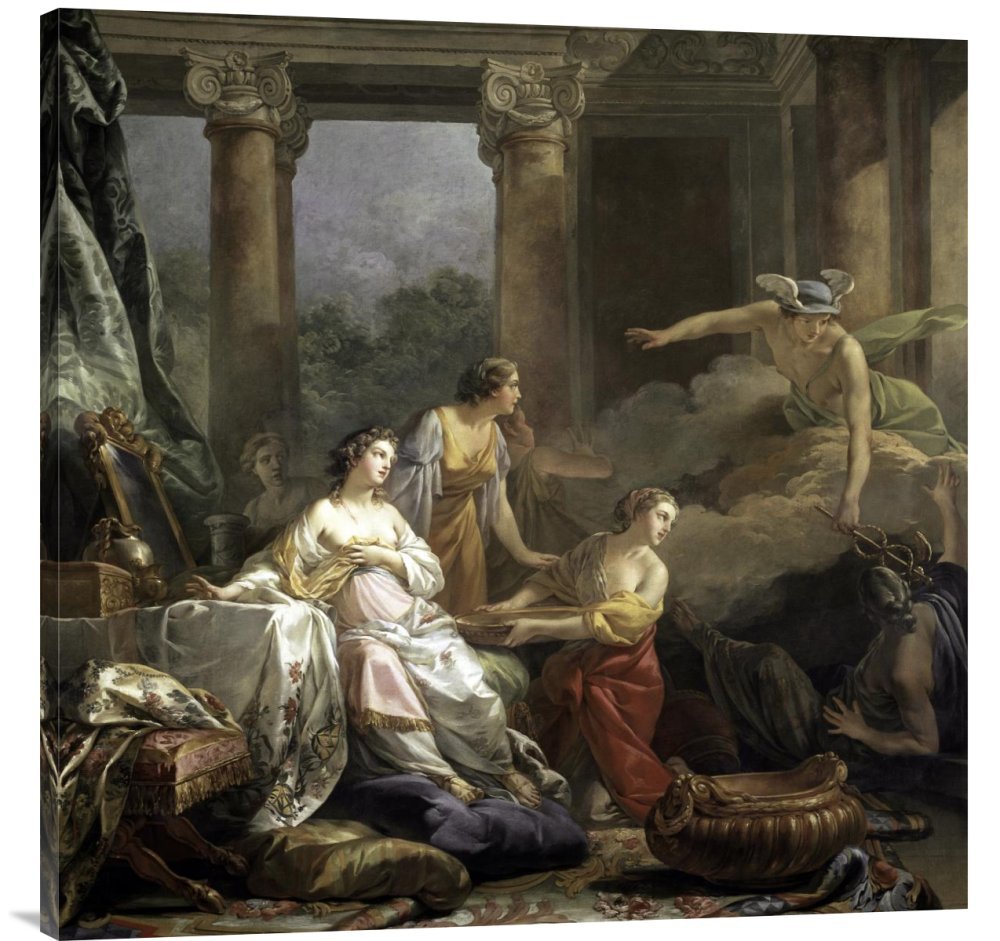 Global Gallery Jean-Baptiste Pierre Mercury Herse and Aglauros Canvas Wall Art Print - Premium Giclee Gallery Wrap for Living Room, Bedroom & Office Decor