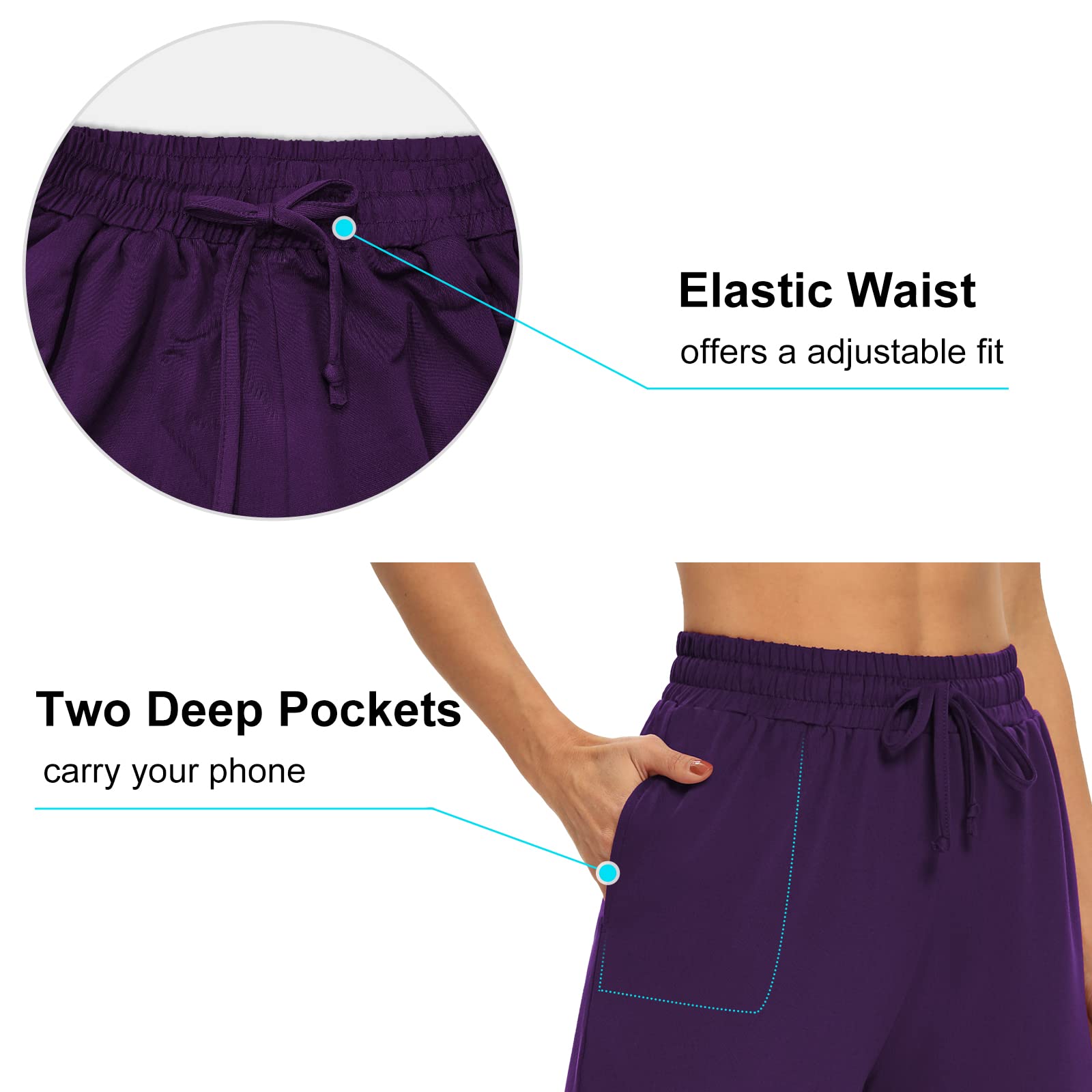DIBAOLONG Women's Capri Pants - Loose Yoga Pants with Wide Leg, Drawstring Waist & Pockets - Comfy Lounge Pajama Sweatpants for Yoga, Workout, Travel & Home Relaxation