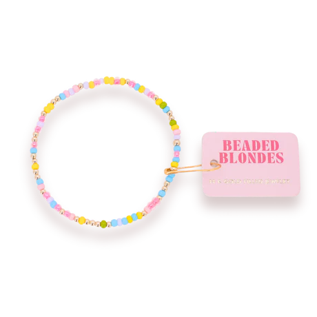 Girls' Beaded Blonde Sprinkle Bracelet - 6 Pack Cute Friendship Bracelets for Kids, Teens & Best Friends - Perfect for Birthday Gifts, Party Favors & Everyday Wear