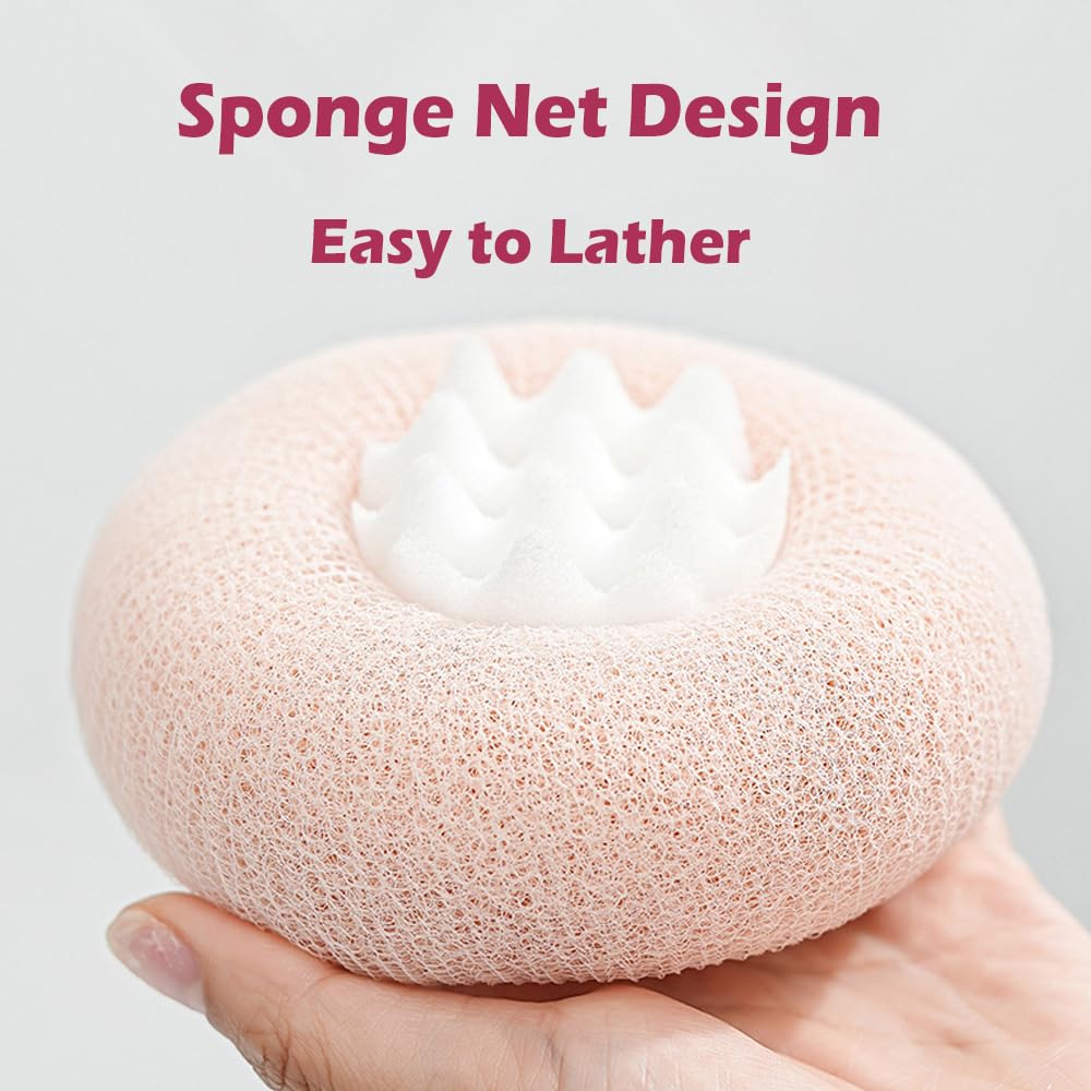 2 Pack Exfoliating Body Brush for Shower & Bath - Long Handle Bath Sponge Scrubber for Smooth Skin, Pink & Blue - Perfect for Dry Brushing, Back Scrubbing & Relaxing Spa Time