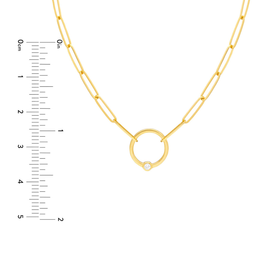 14K Gold Diamond Ring Paper Clip Necklace - Elegant Dainty Jewelry for Women, Perfect for Everyday Wear, Gifts & Special Occasions
