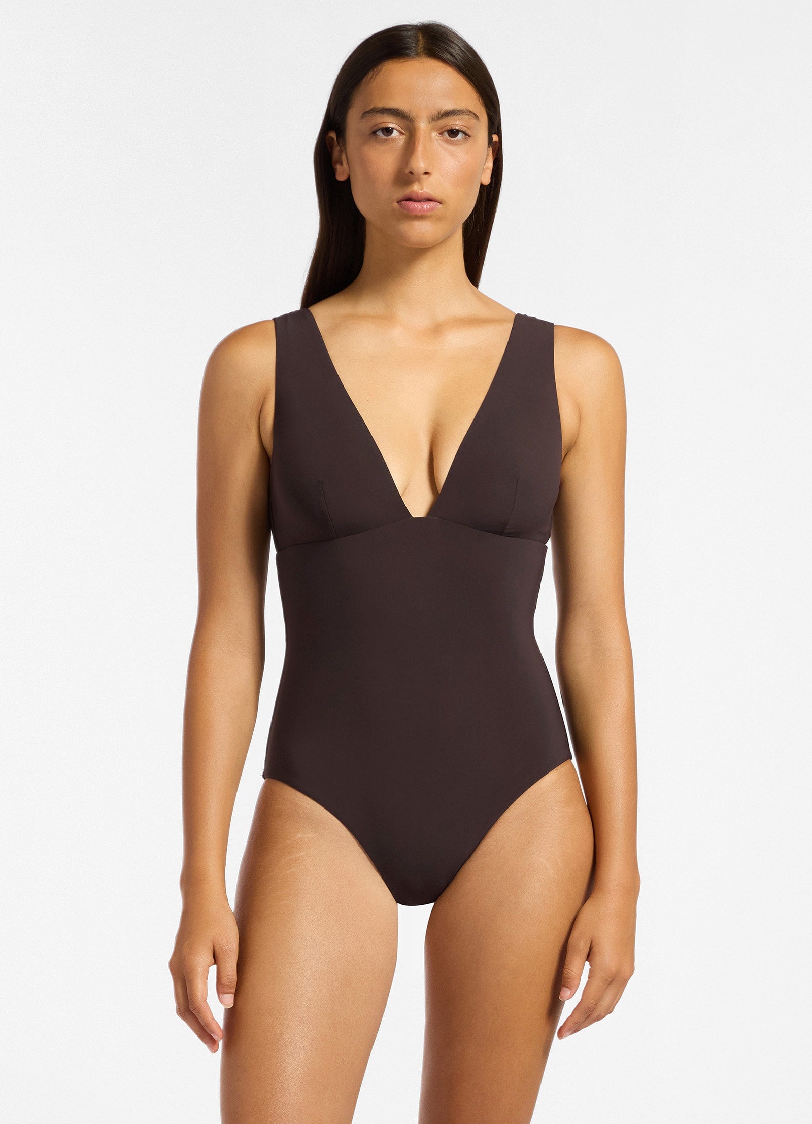 Jetset Plunge One Piece Swimsuit - Sexy Chocolate Brown Monokini for Women | Perfect for Beach Vacations, Pool Parties & Summer Getaways