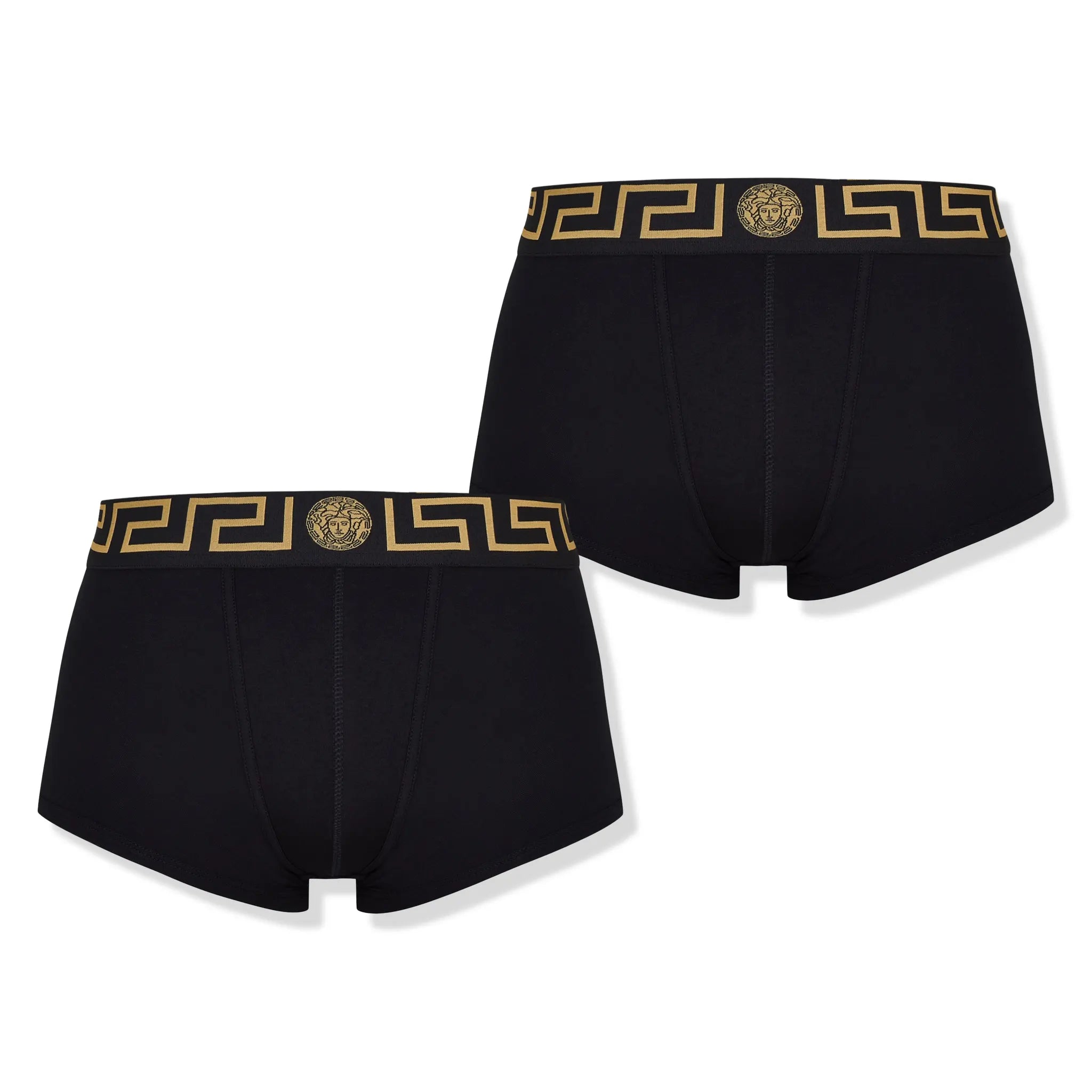 Versace Icon Greca Waistband Black Trunks 2-Pack - Luxury Men's Swimwear for Pool, Beach & Vacation
