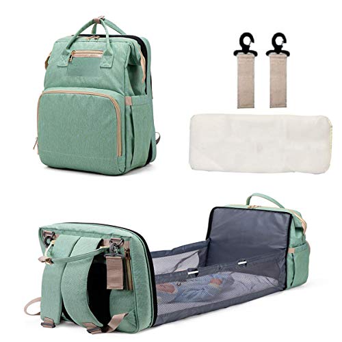 3 in 1 Travel Bassinet Foldable Baby Sleeping Bed - Portable Mummy Bag Backpack with Diaper Changing Station | Multi-Functional Baby Bassinet & Diaper Organizer for Travel, Camping & Nursery Use