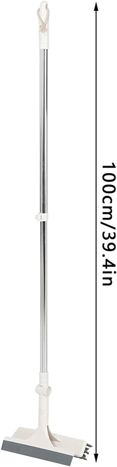 Amso Floor Scrubber Brush with Squeegee - Soft Bristle Long Handle Cleaning Brush for Bathroom, Shower, Kitchen, Tile & Patio - Perfect for Deep Cleaning Floors, Walls and Outdoor Surfaces
