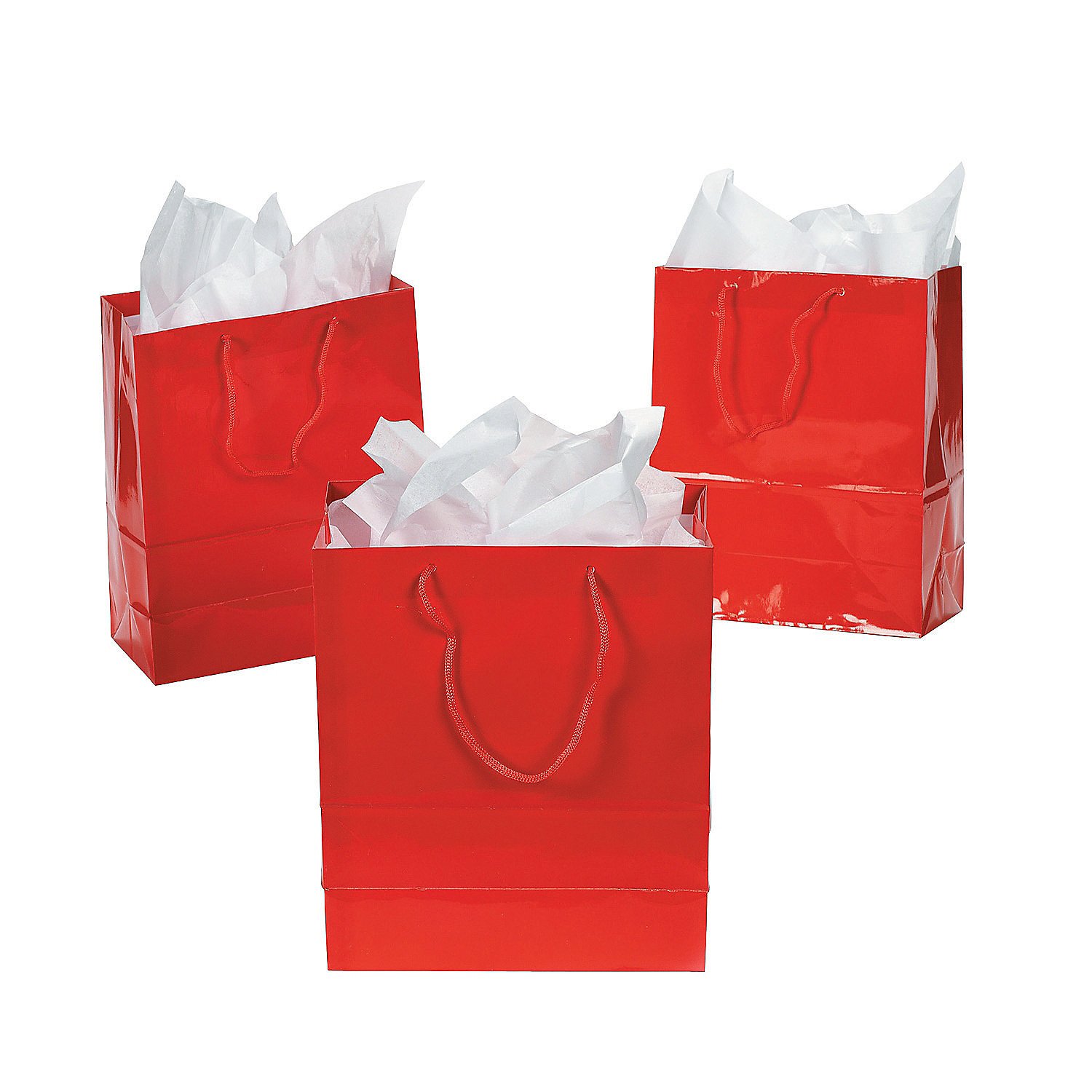 Fun Express Medium Red Gift Bags with Handles - 12 Pack Party Supplies for Birthdays, Christmas & Special Occasions | Perfect for Party Favors, Gift Wrapping & Celebrations