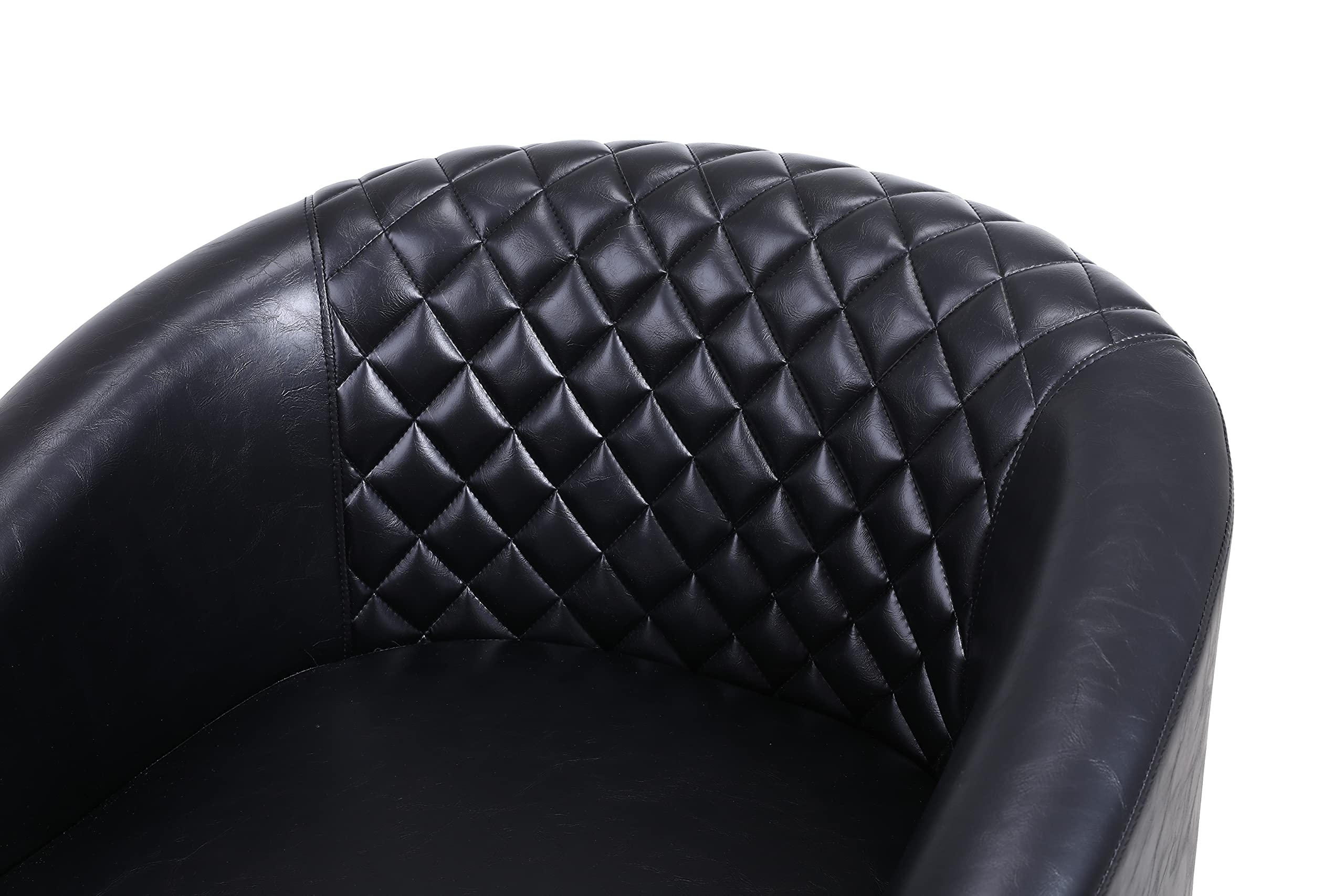 RUNNA Modern PU Leather Accent Barrel Chair - Solid Wood Arm Club Chair with Nailhead Trim for Living Room, Bedroom & Guestroom - Stylish Black Lounge Seating for Home Decor & Relaxation