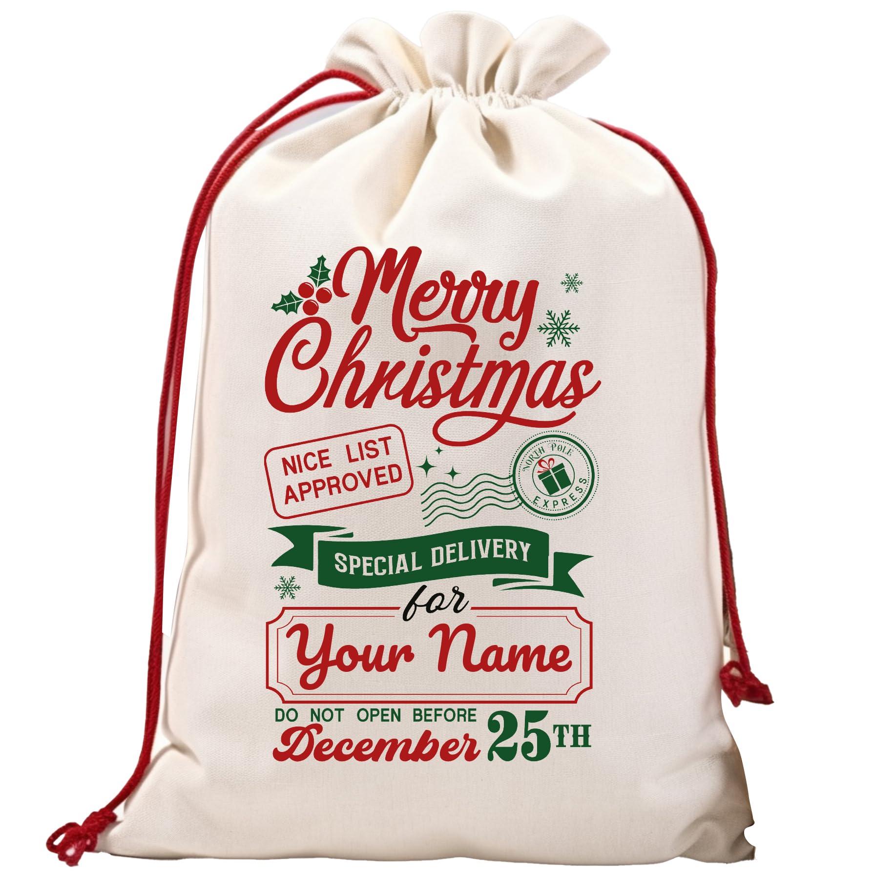 Personalized Santa Sacks with Drawstring | 17x20