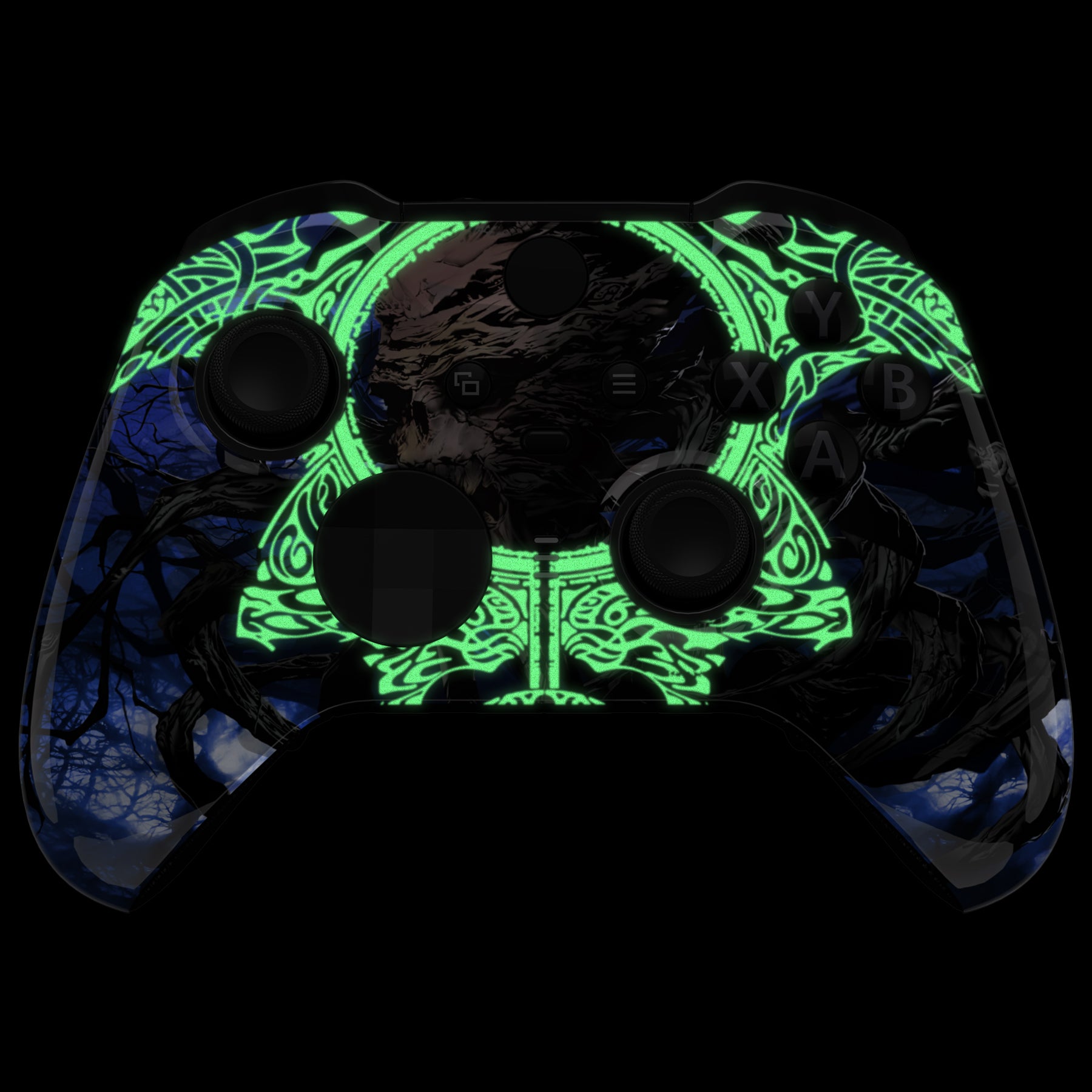 eXtremeRate Glow in Dark Xbox One Elite Series 2 Controller Faceplate Shell Case - Compatible with Model 1797 & Core Controller (Includes Thumbstick Accent Rings) - Perfect for Gaming in Low Light & Night Sessions