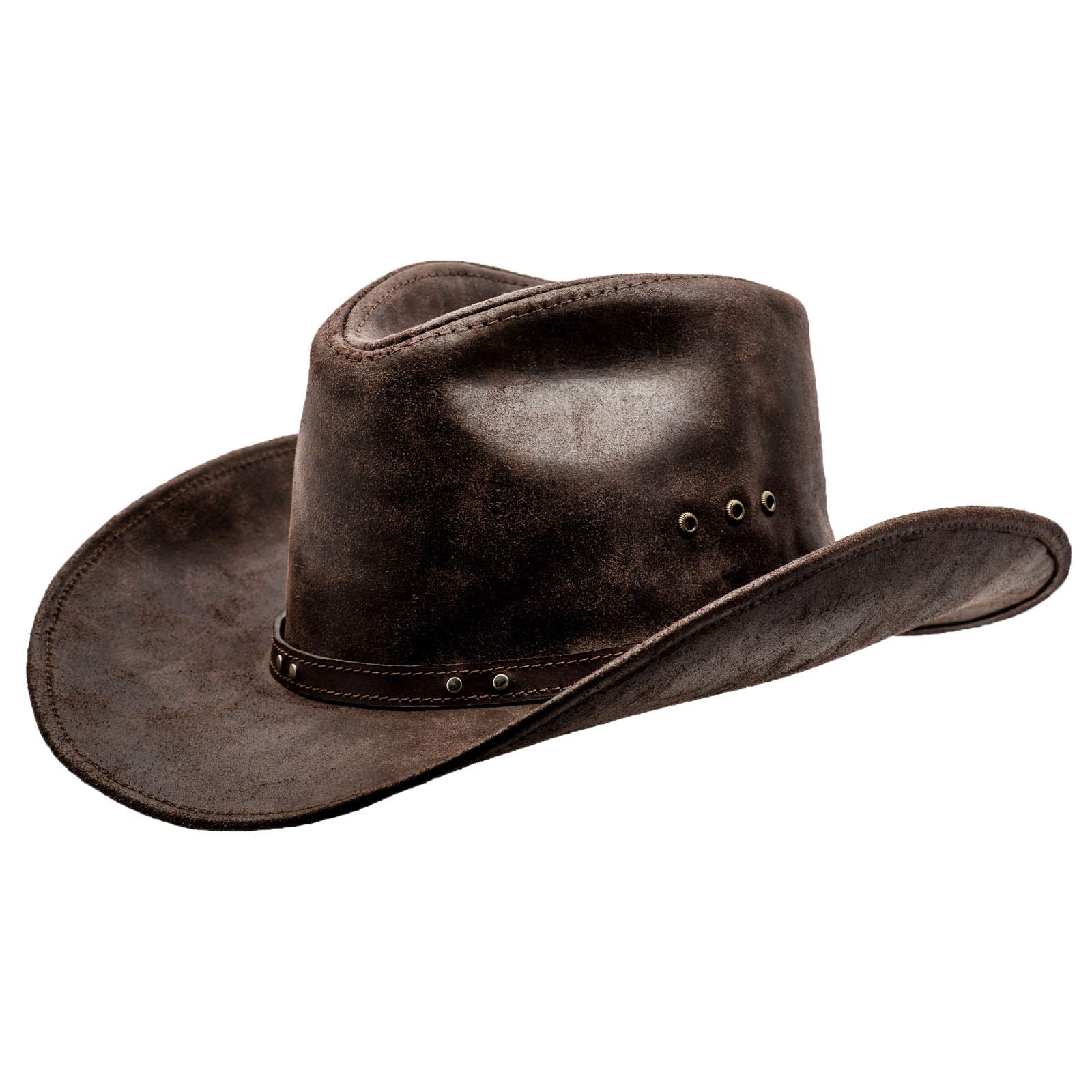 Sterkowski Genuine Cattle Leather Western Cowboy Hat - Durable Outback Style for Ranchers, Outdoor Adventures & Country Fashion