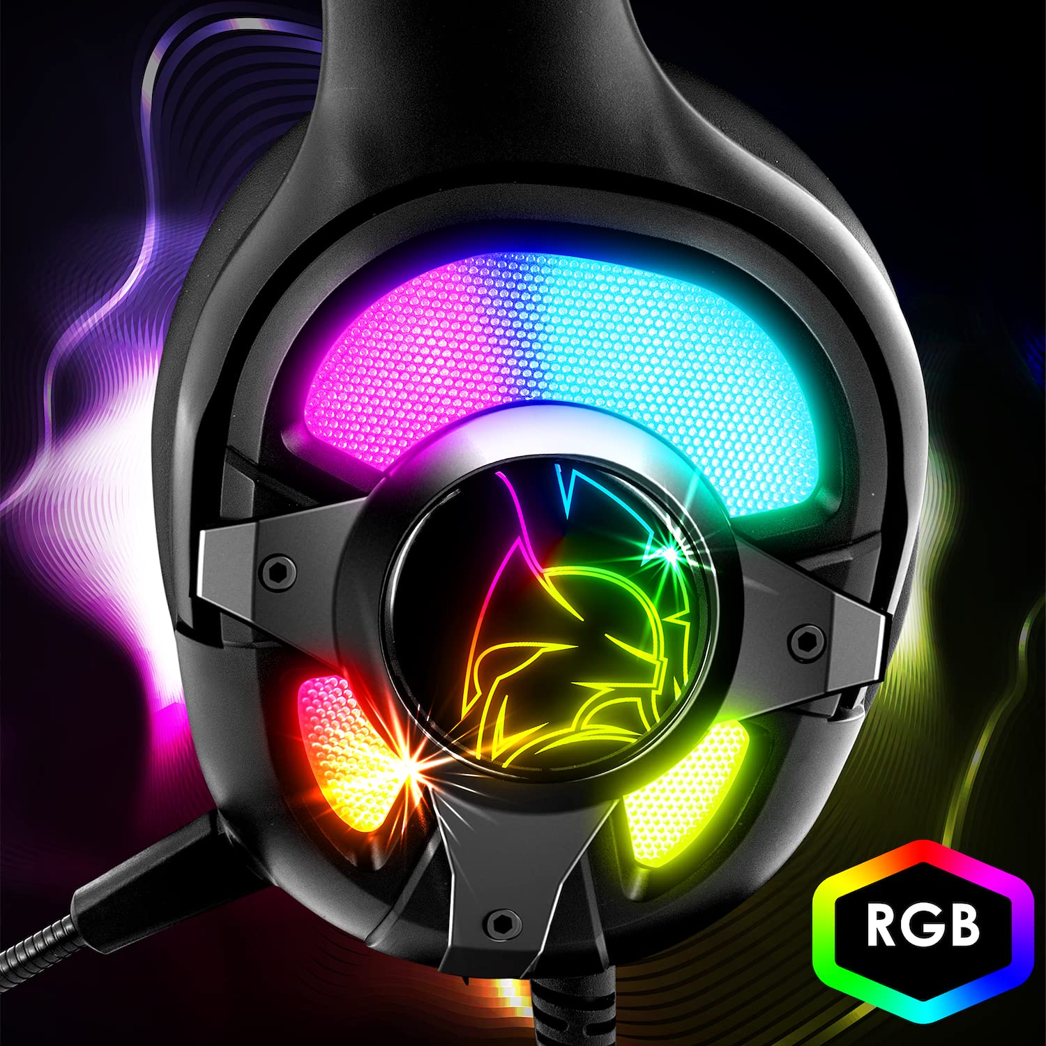 EMPIRE GAMING WarCry G-W10 RGB Gaming Headset with 7.1 Virtual Surround Sound, Noise Cancelling Mic - Compatible with PS4/PS5, Xbox One Series, PC & Mac - Detachable Mic & Remote Control - Perfect for FPS, Streaming & Online Gaming