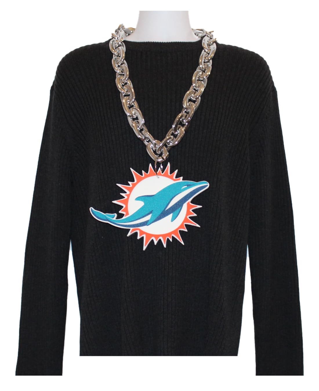 Aminco NFL Miami Dolphins Team Fan Chain Necklace - Silver Plated Football Jewelry for Men & Women | Perfect for Game Day, Tailgating & Sports Events