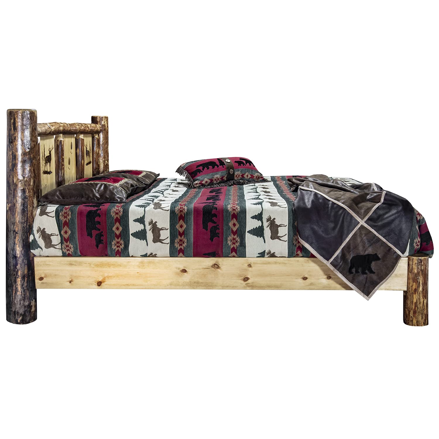 Montana Queen Platform Bed with Stained & Lacquered Finish - Modern Wooden Bed Frame for Bedroom - Perfect for Master Bedrooms, Guest Rooms & Small Spaces