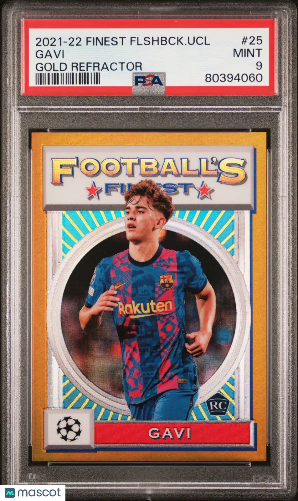 2021-22 Topps Finest Flashbacks UEFA Champions League Gavi Rookie Card Gold Refractor PSA 9 /50 - Rare Collectible for Soccer Fans & Card Investors
