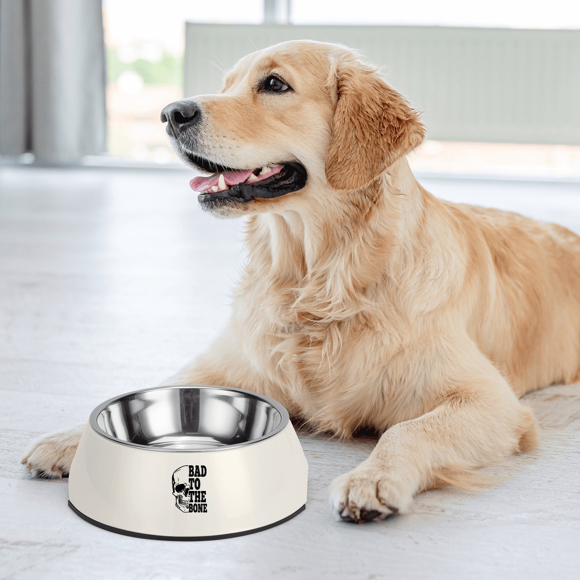 Bad To The Bone Pet Food Bowl - Durable Non-Slip Dog & Cat Dish for Large Breeds - Perfect for Indoor & Outdoor Feeding