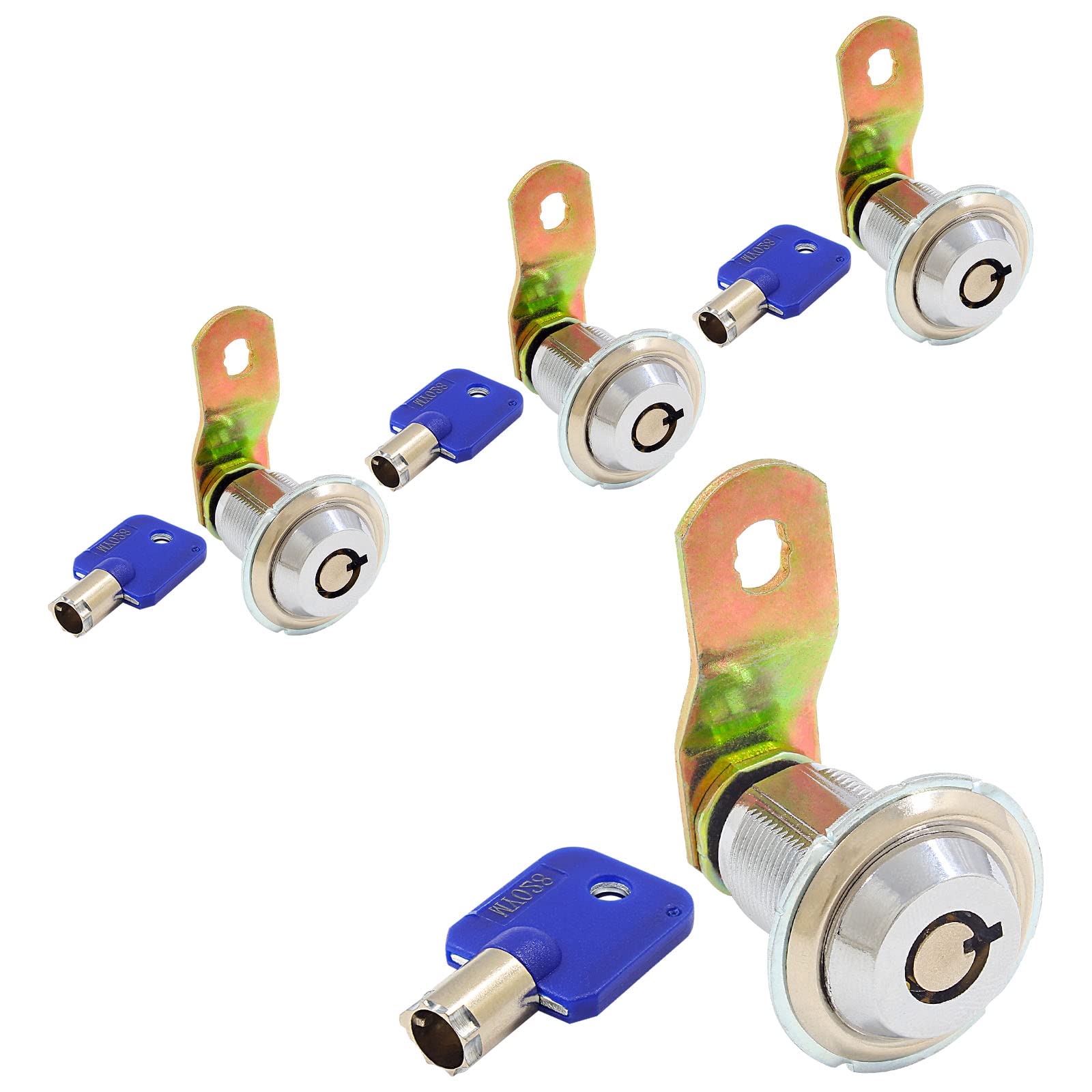 4 Pack Tubular Cam Locks 1-1/16 Inch, 90° Cylinder Cabinet Locks Keyed Alike - Secure File Cabinets, RV Camper Trailers, Drawers & Mailboxes - Ideal for Home, Office & Travel Security