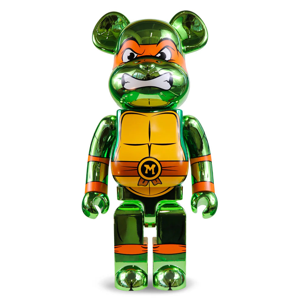 1000% Bearbrick Michelangelo Teenage Mutant Ninja Turtles Chrome Version - Limited Edition Collectible Figure for Display & Home Decor