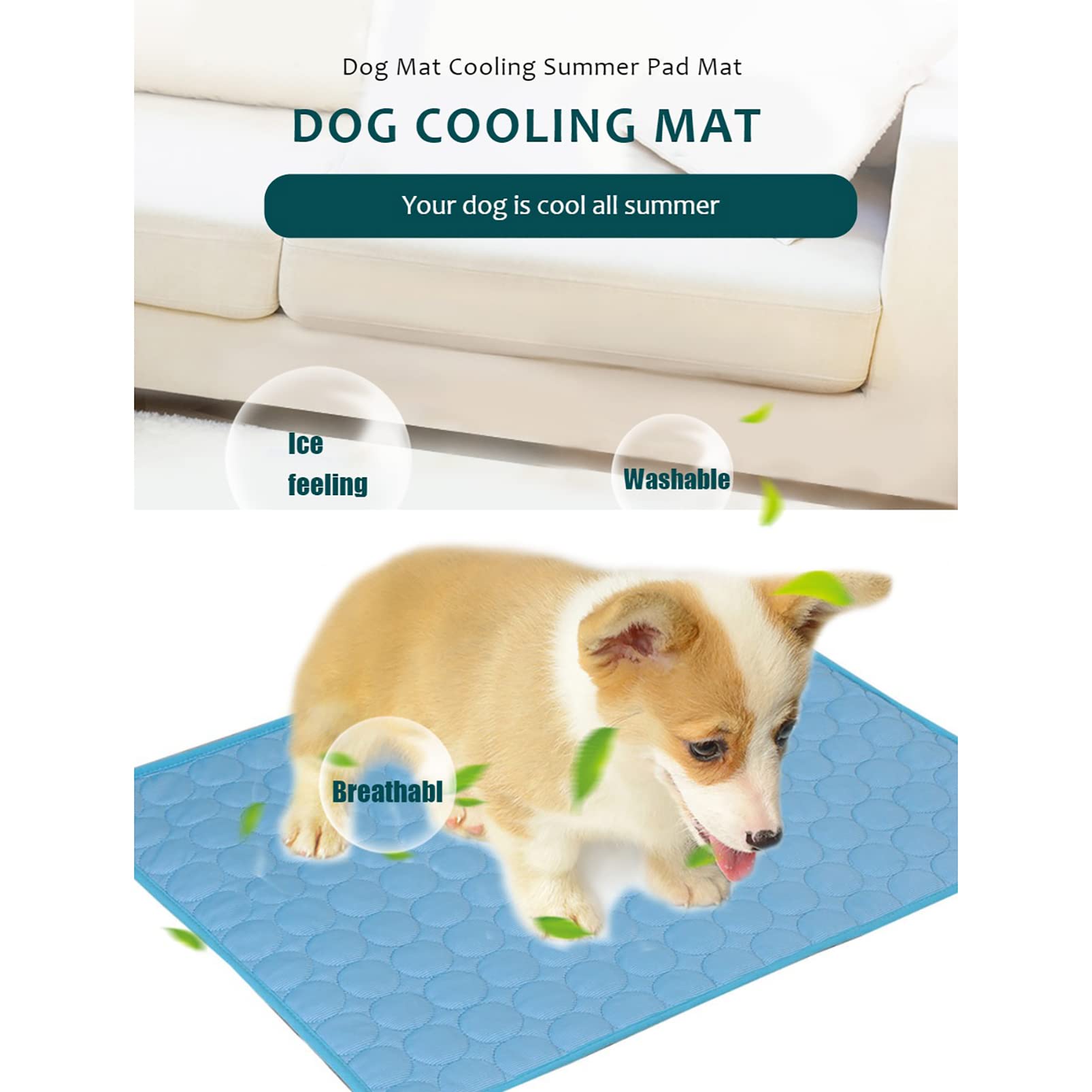 Self Cooling Dog Mat - Breathable Pet Pad for Summer - Sofa & Bed Use