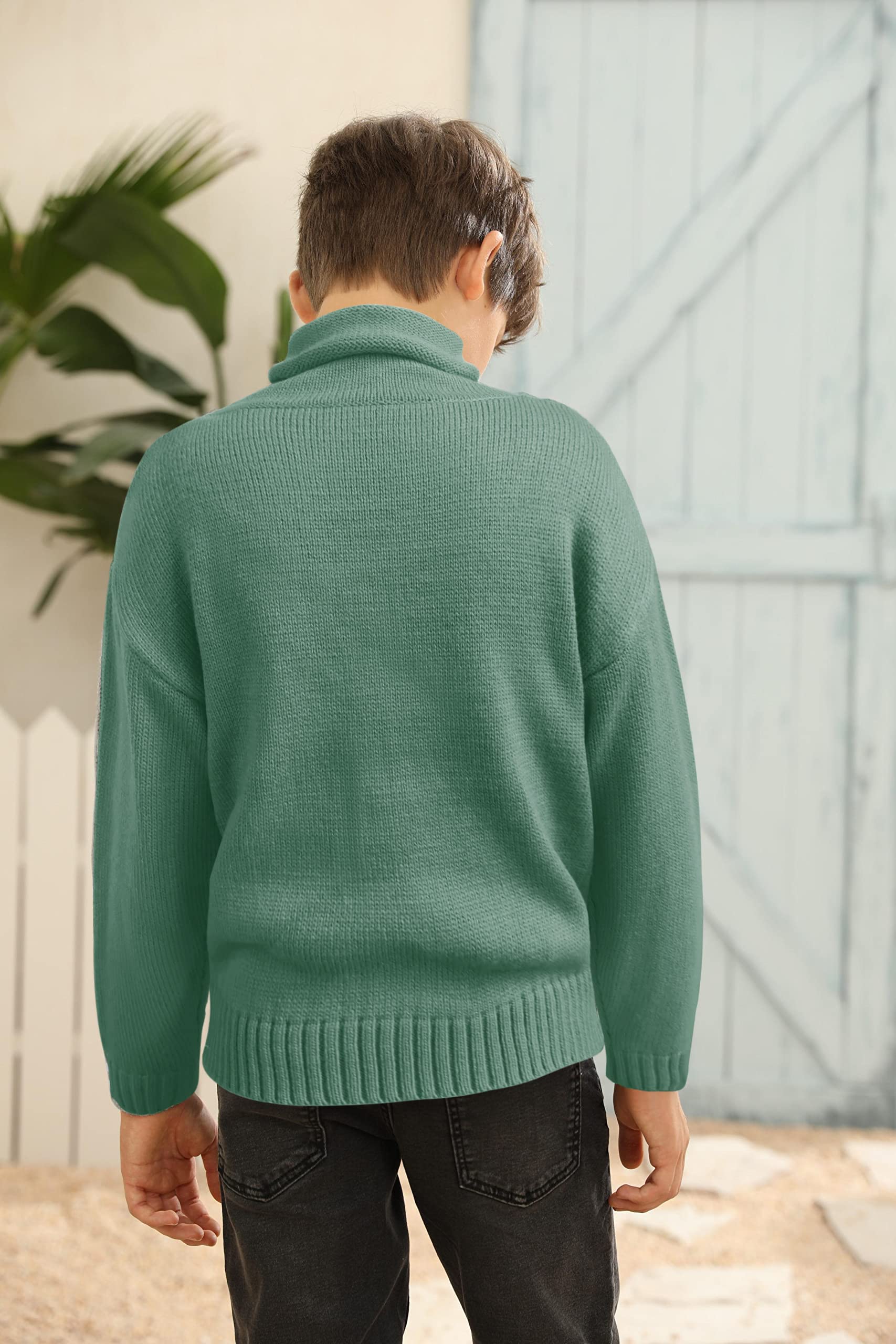 Boys Cable Knit Sweater Long Sleeve Pullover Shawl Collar Jumper Top for Fall & Winter | Warm Casual Outfit for School, Playdates, and Holiday Gatherings