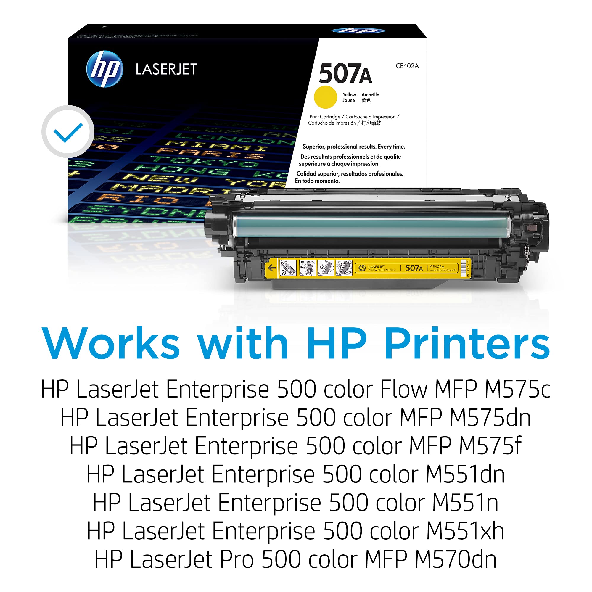 HP 507A Yellow Toner Cartridge - Compatible with HP LaserJet Enterprise 500 M551/M575 & Pro 500 M570 Series (CE402A) | High-Quality Printing for Office Documents, Reports & Color Graphics