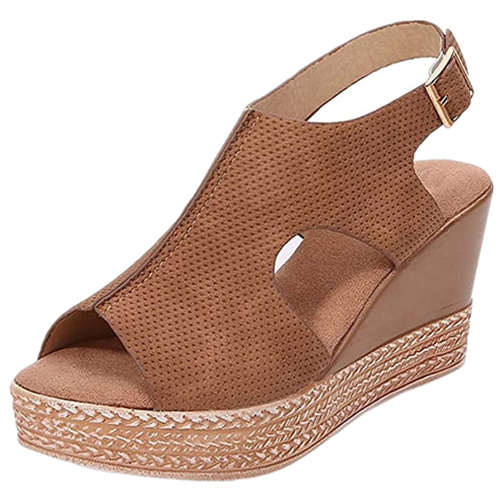 Lausiuoe Women's Wedge Sandals - Open Toe Dressy Summer Platform Sandals with Buckle Ankle Strap | Comfortable Beach & Casual Wear for Summer Outings, Vacations, and Parties