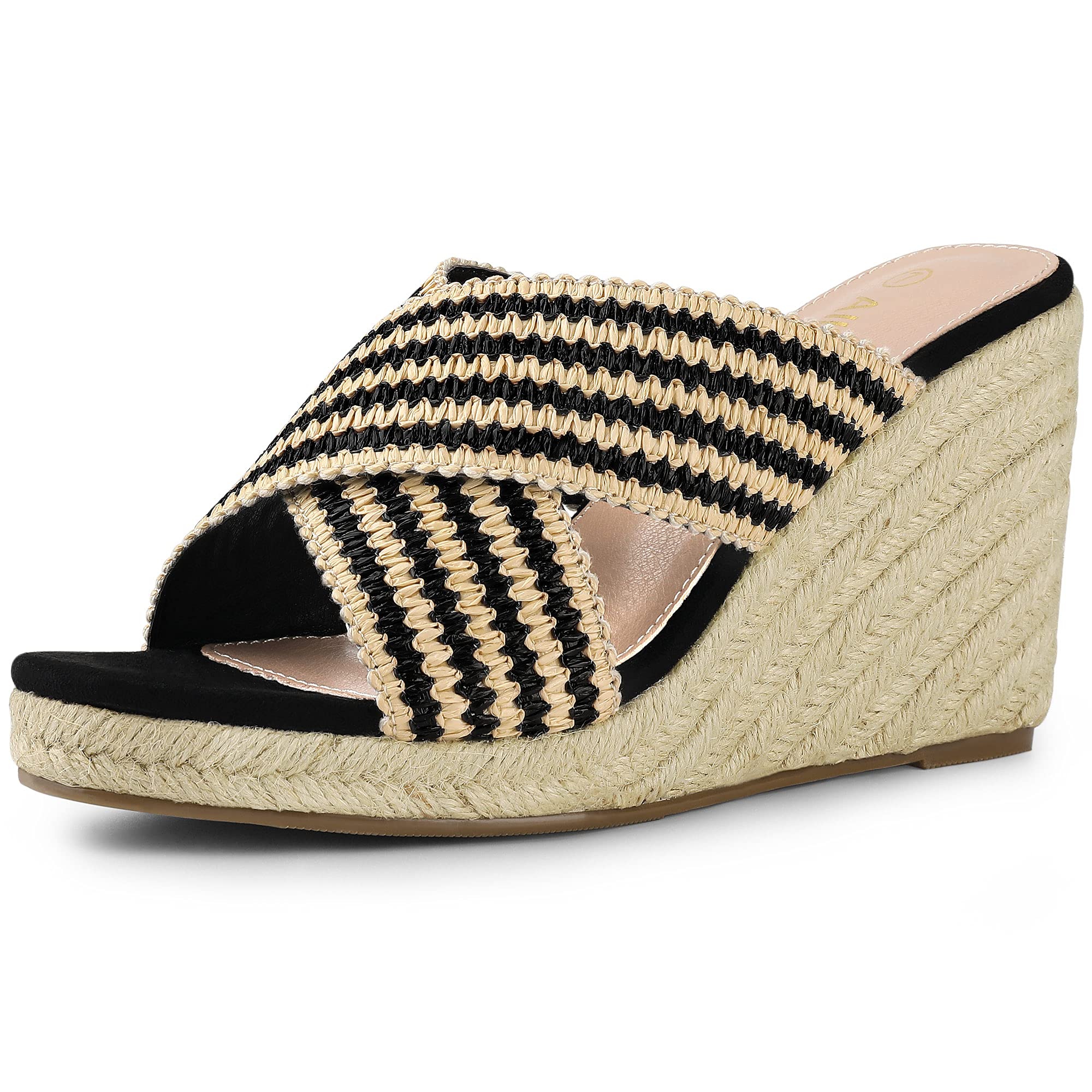 Allegra K Women's Espadrilles Wedge Sandals - Comfortable Slide Wedges for Summer | Perfect for Beach, Vacation & Casual Outings