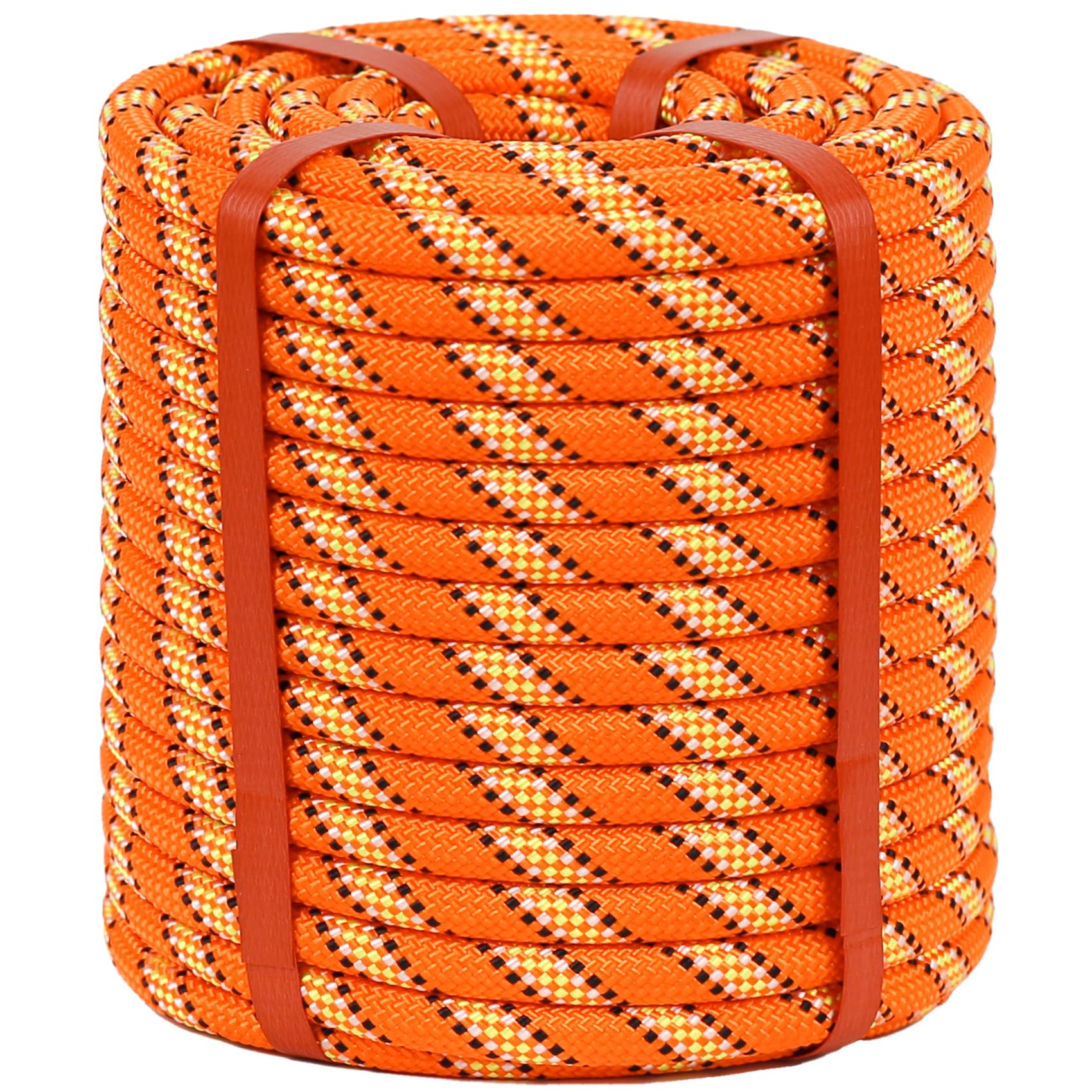 48 Strand Double Braid Arborist Rope - 1/2 Inch x 100 Feet Orange Polyester Rigging Rope for Tree Climbing, Swing, Sailing & Outdoor Activities | Perfect for Professional Arborists, Backyard Swings & Marine Use