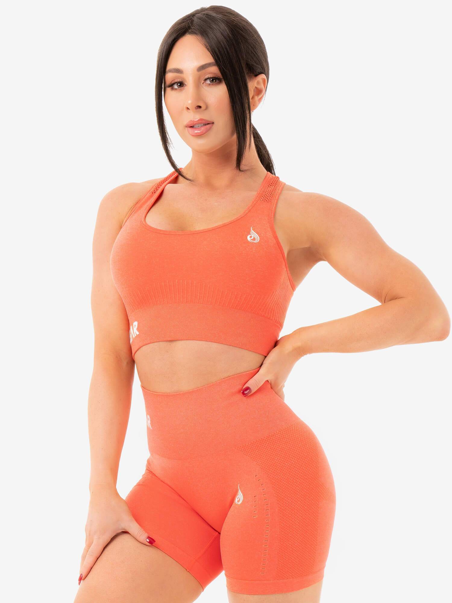 Seamless Sports Bra for Women - High Support Workout Top - Orange Marl Color - Perfect for Yoga, Running & Gym Fitness Activities